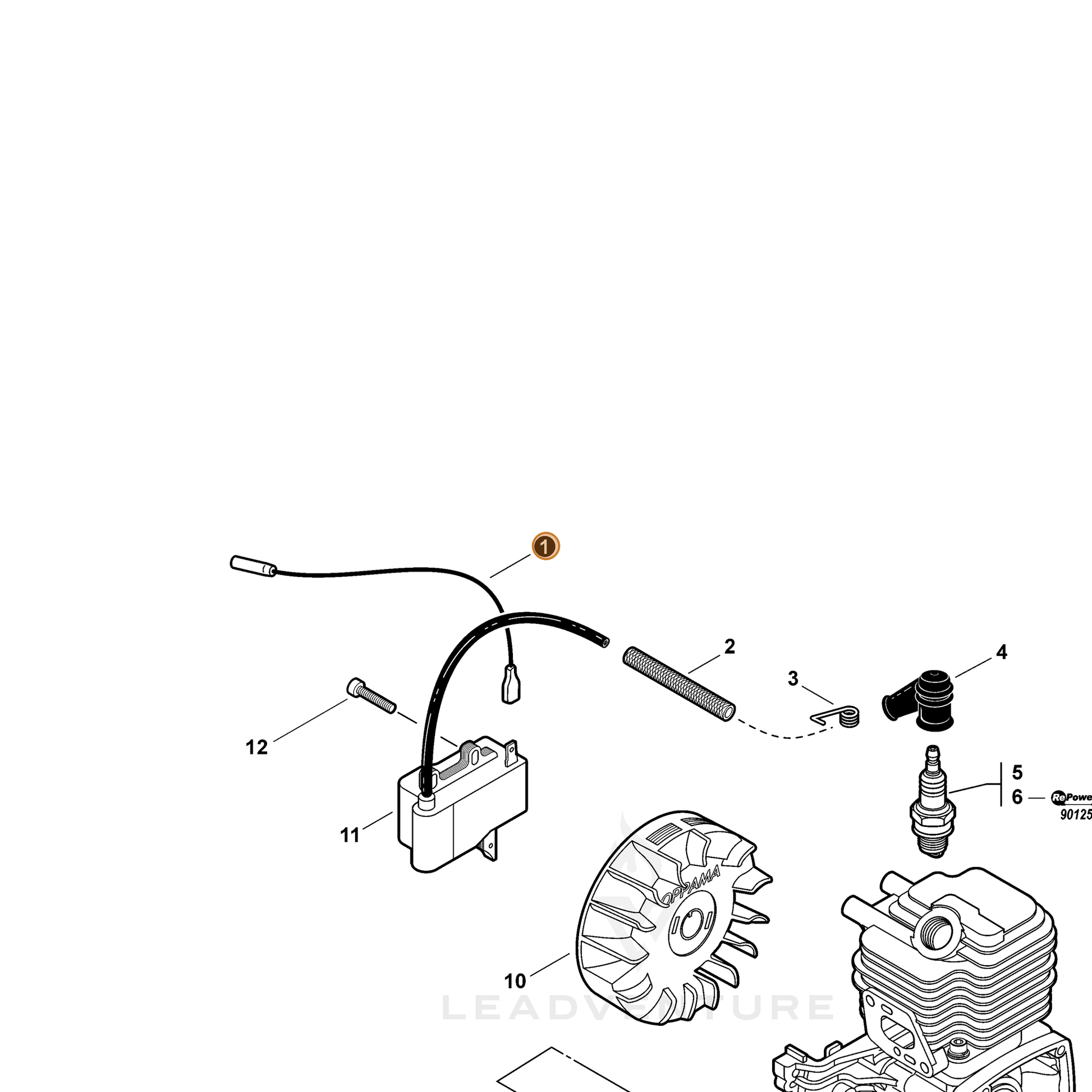 ECHO part V485001120 — IPL diagram snippet (6x zoom, amber highlight)