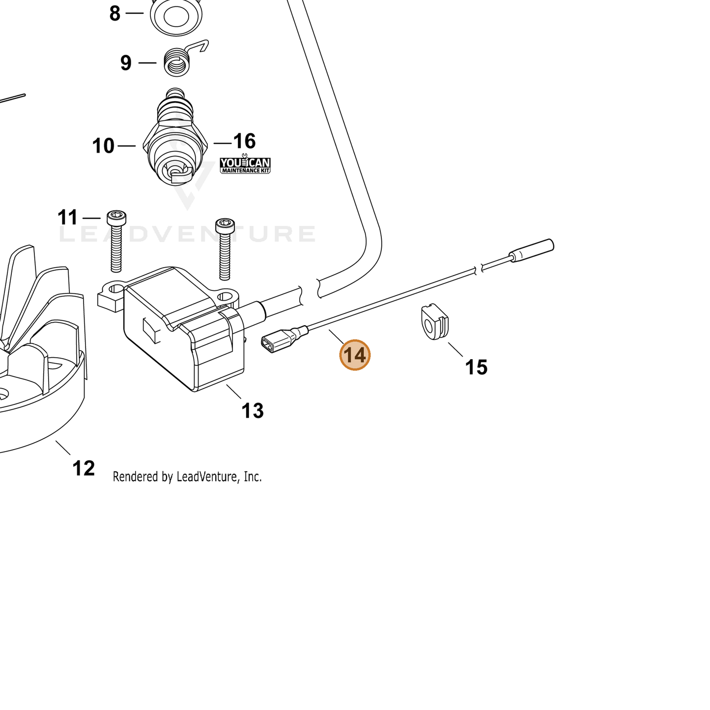 ECHO part V485001220 — IPL diagram snippet (6x zoom, amber highlight)