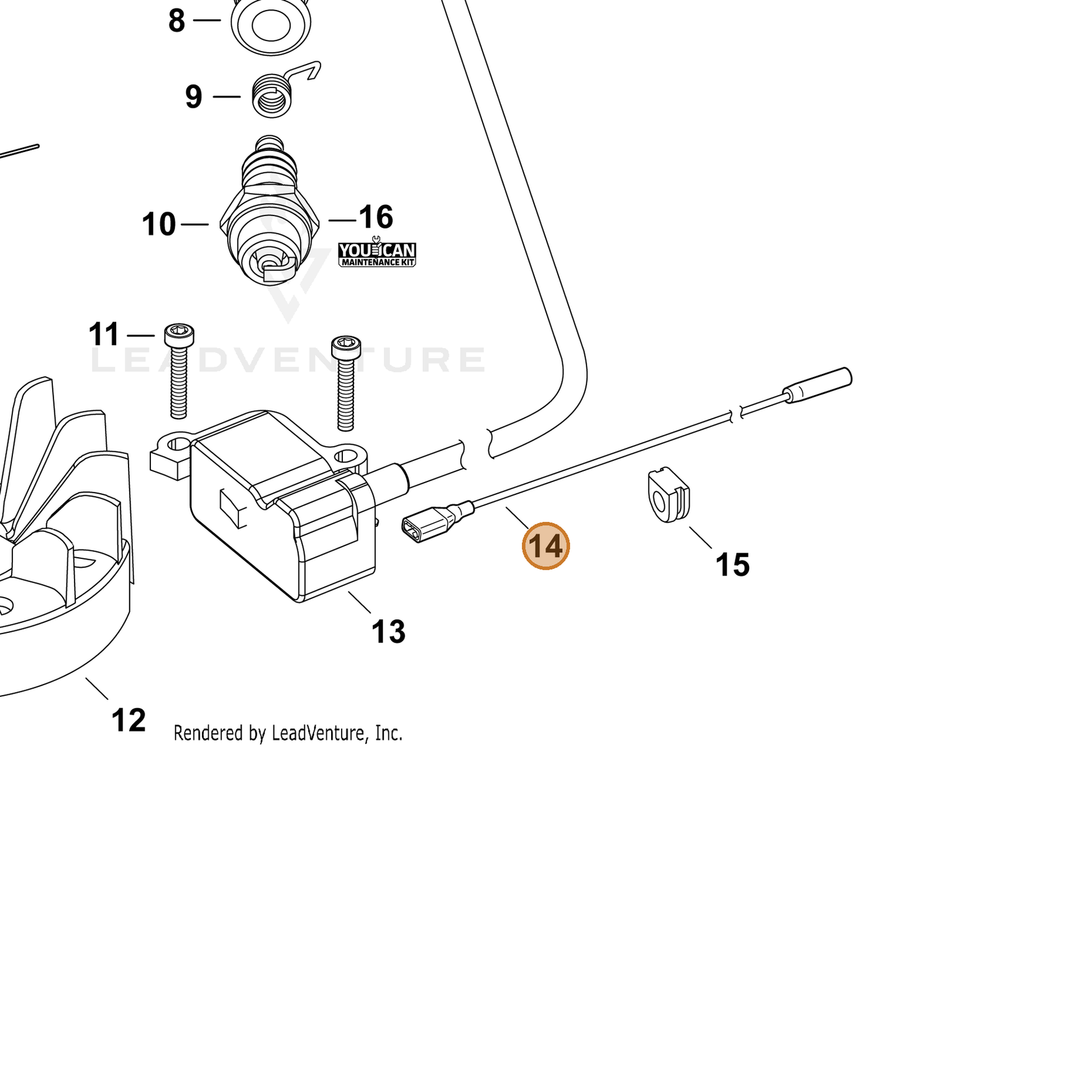 ECHO part V485001220 — IPL diagram snippet (6x zoom, amber highlight)