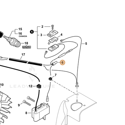 ECHO part V485002210 — IPL diagram snippet (6x zoom, amber highlight)