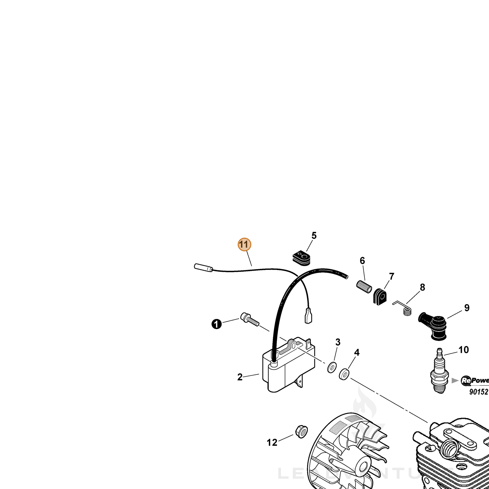 ECHO part V485002331 — IPL diagram snippet (6x zoom, amber highlight)