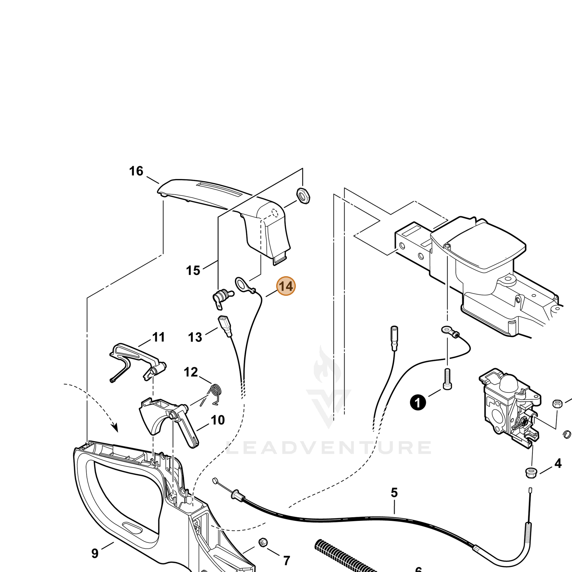 ECHO part V485002550 — IPL diagram snippet (6x zoom, amber highlight)