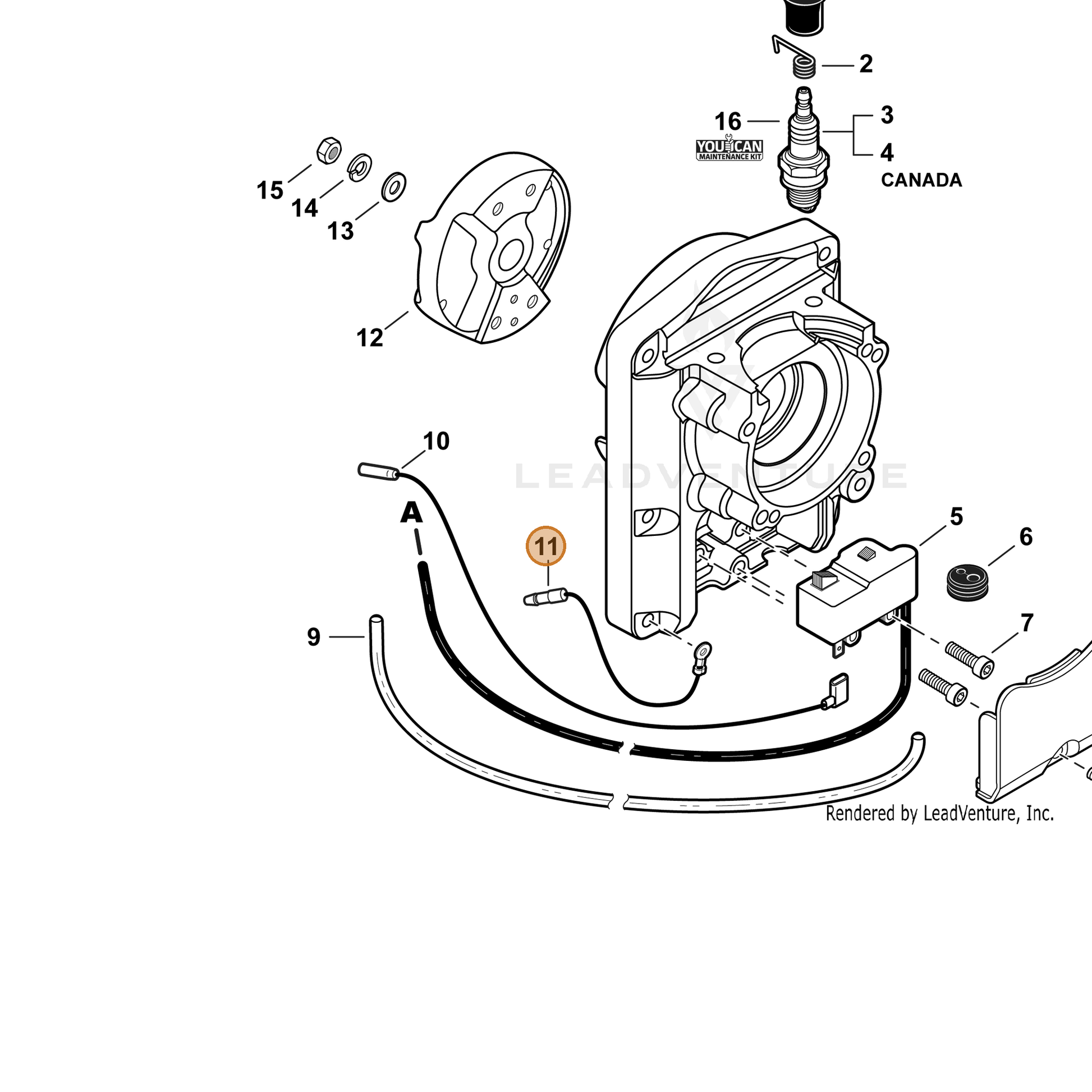 ECHO part V485002770 — IPL diagram snippet (6x zoom, amber highlight)