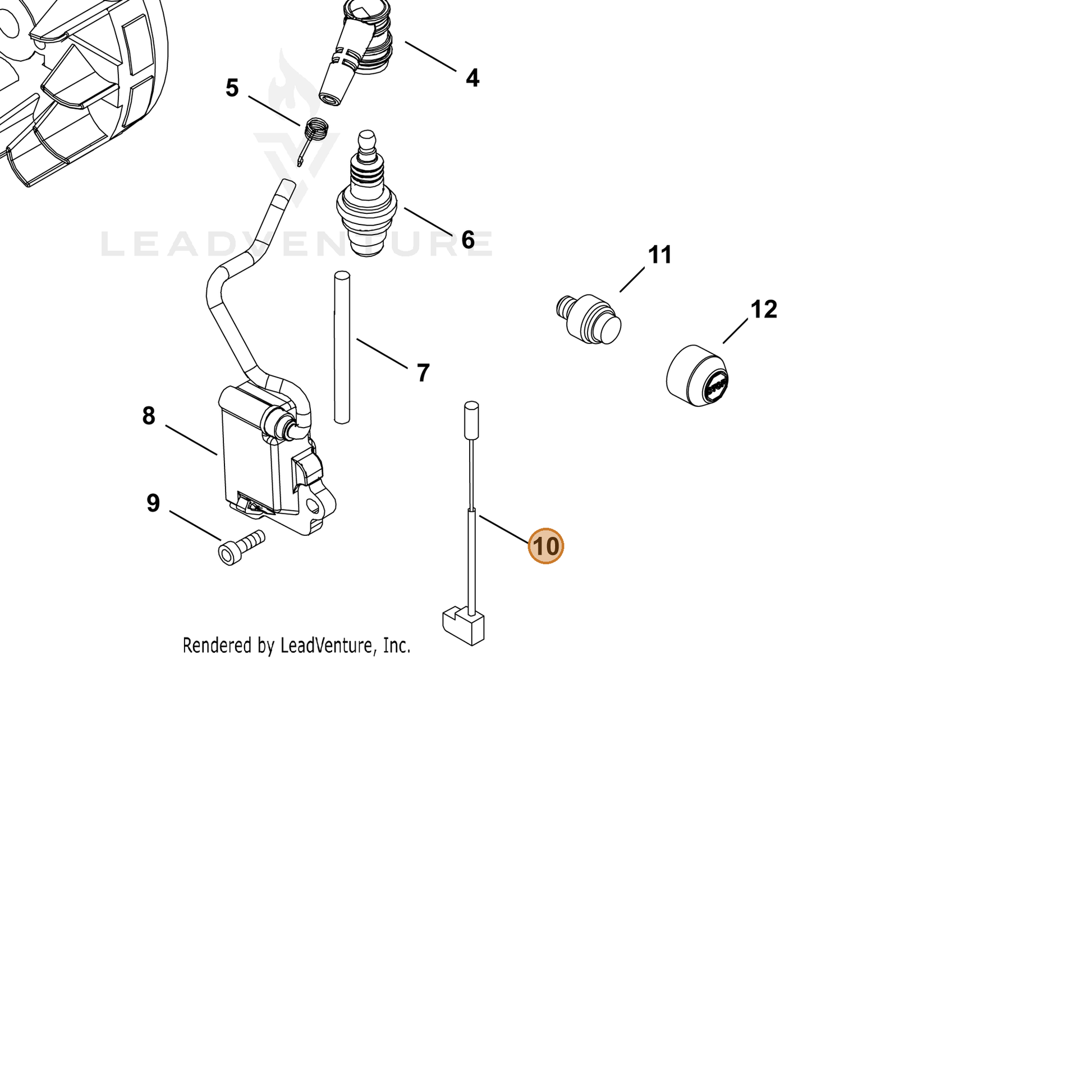 ECHO part V485002820 — IPL diagram snippet (6x zoom, amber highlight)