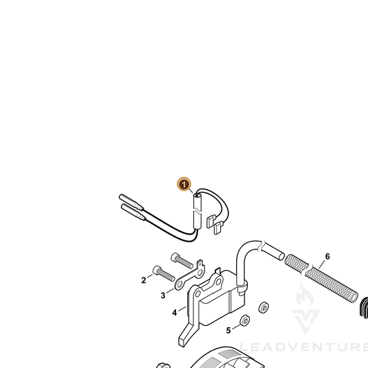 Echo part V485002881 — IPL diagram snippet (6x zoom, amber highlight)