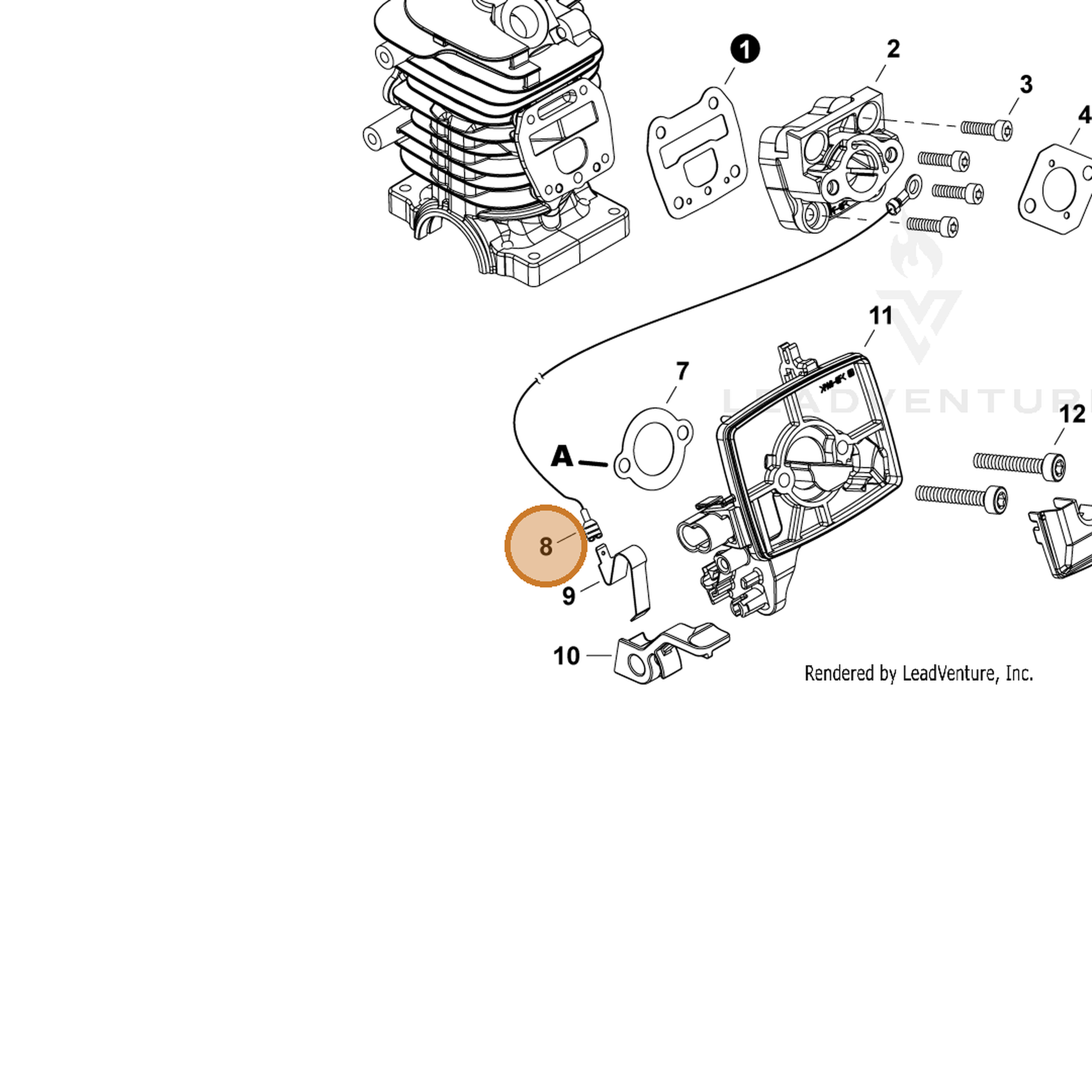 ECHO part V485003420 — IPL diagram snippet (6x zoom, amber highlight)