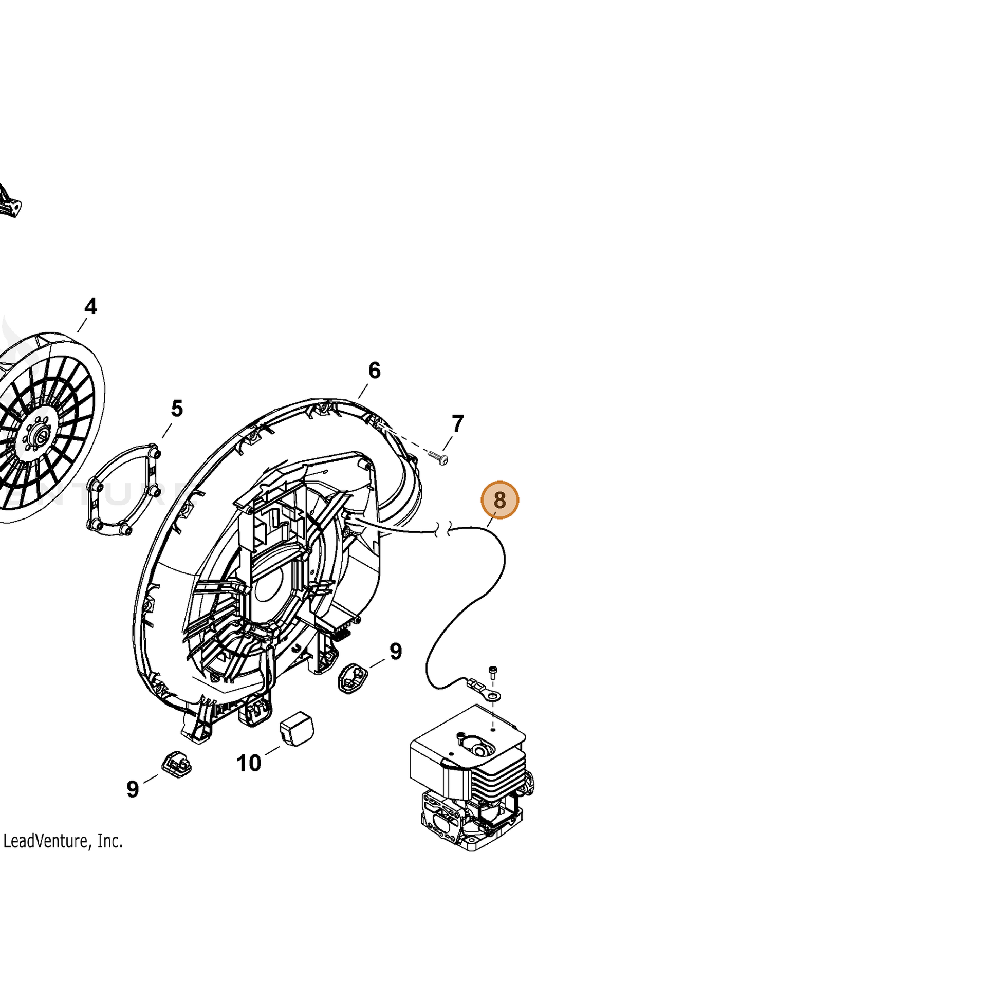 ECHO part V485003790 — IPL diagram snippet (6x zoom, amber highlight)