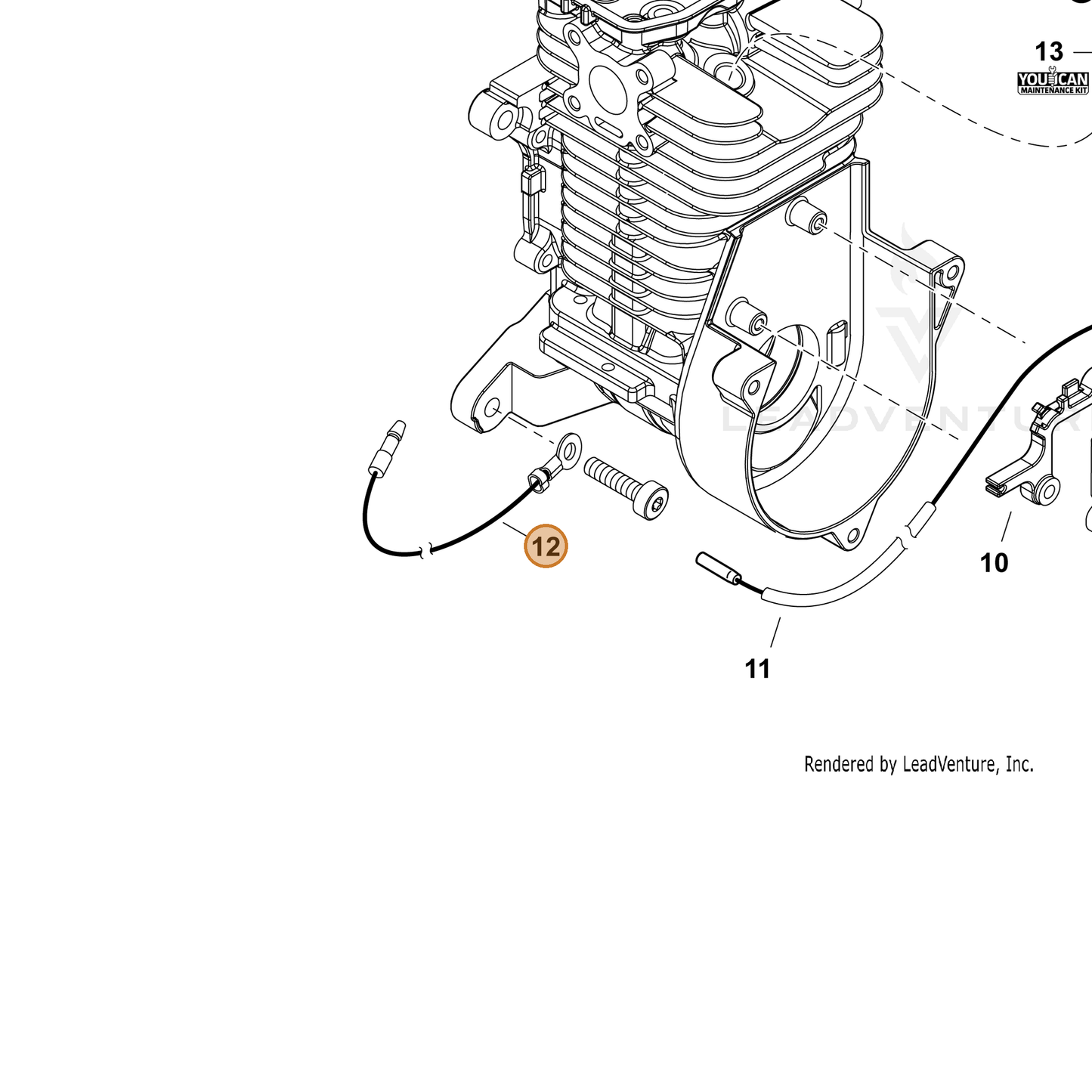 ECHO part V485003830 — IPL diagram snippet (6x zoom, amber highlight)