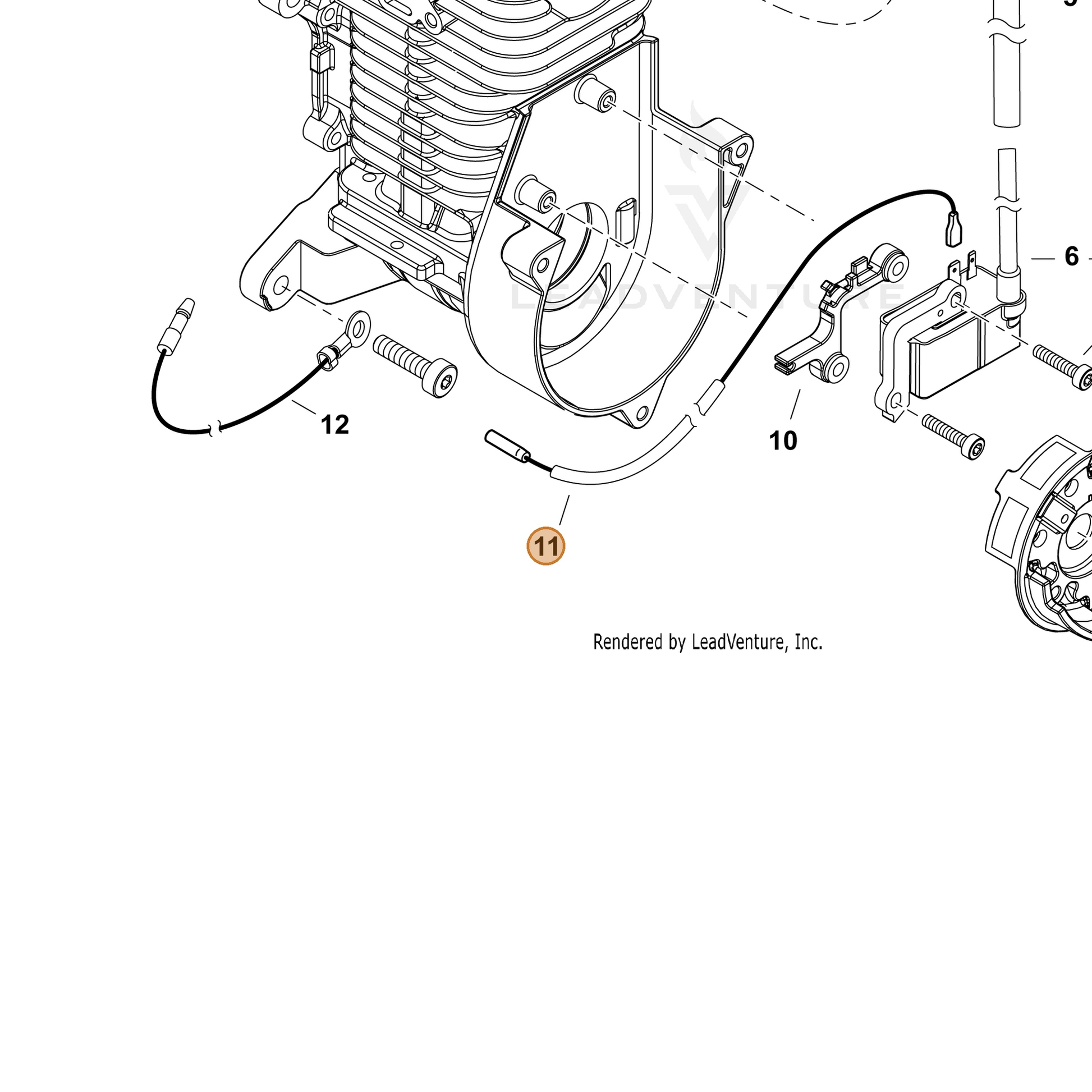 ECHO part V485003840 — IPL diagram snippet (6x zoom, amber highlight)