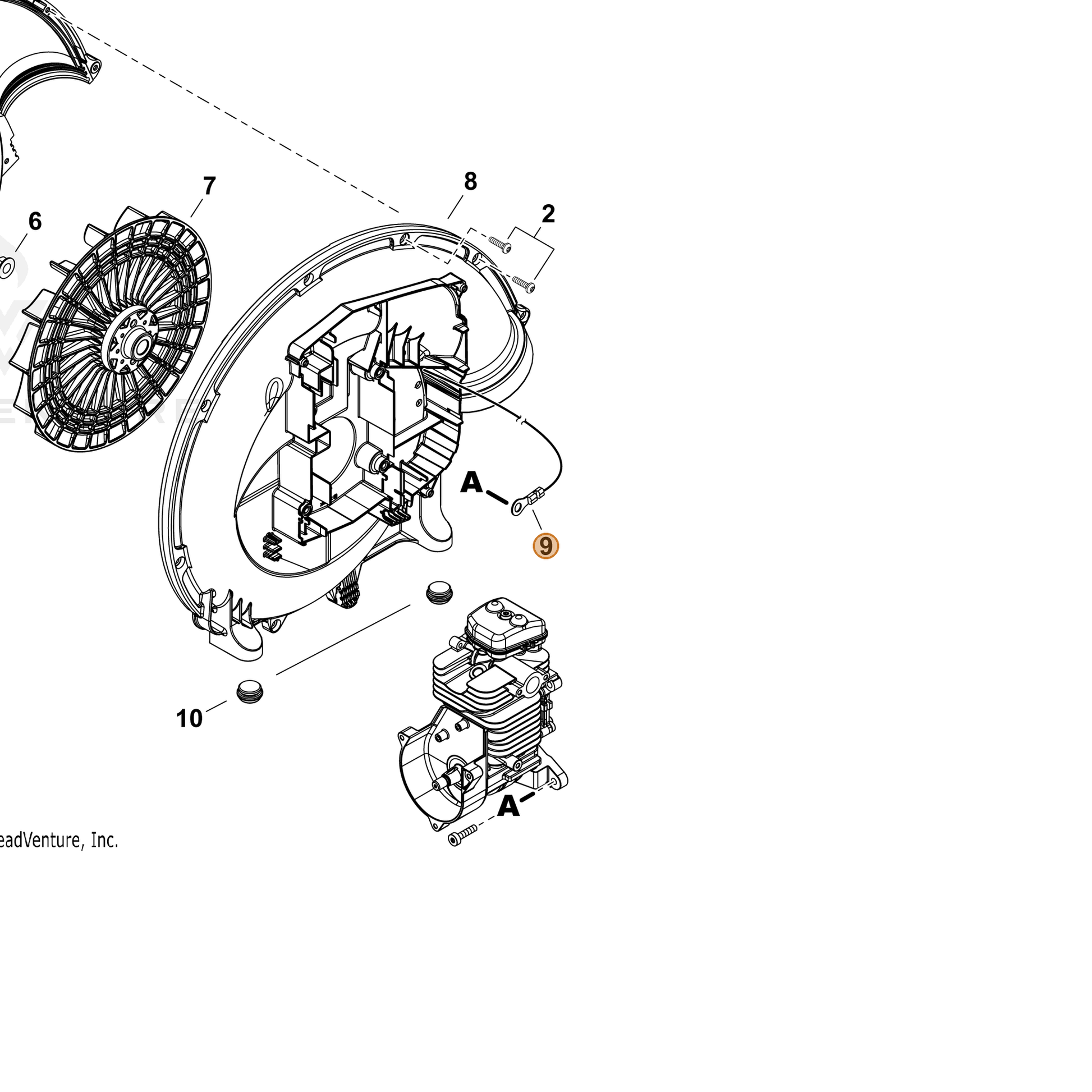 ECHO part V485003850 — IPL diagram snippet (6x zoom, amber highlight)
