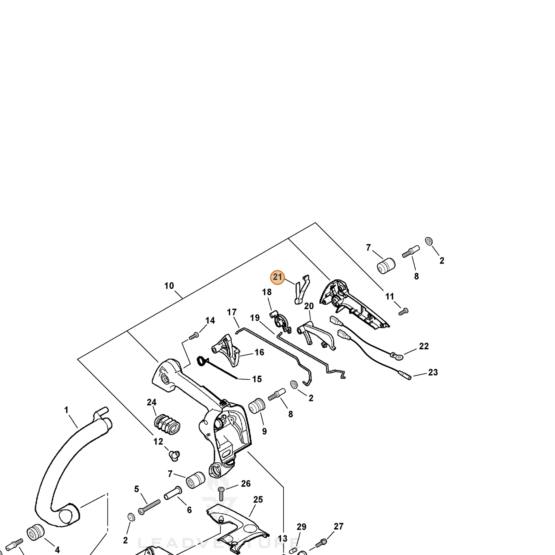 ECHO part V486000010 — IPL diagram snippet (6x zoom, amber highlight)