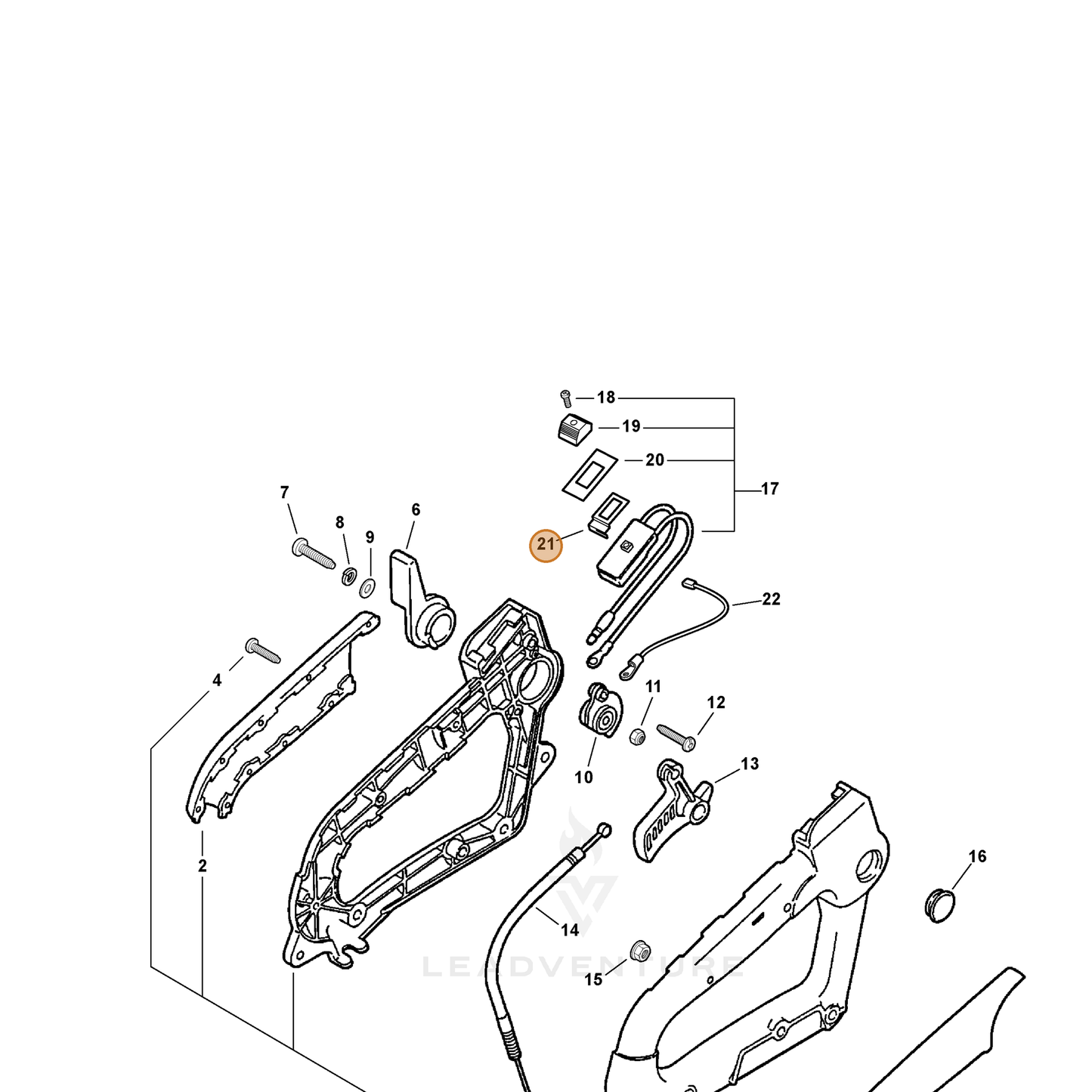 ECHO part V486000040 — IPL diagram snippet (6x zoom, amber highlight)