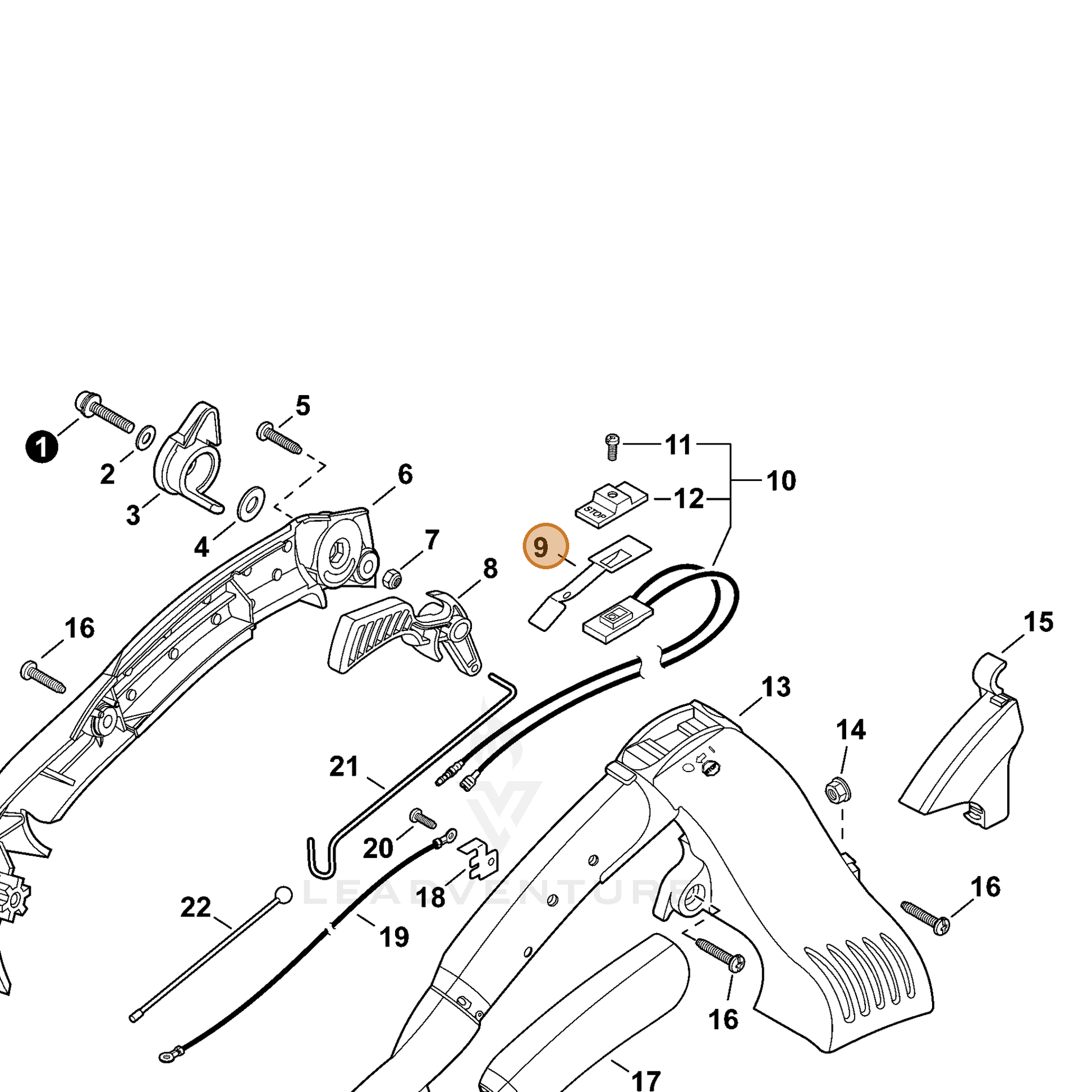 ECHO part V486000110 — IPL diagram snippet (6x zoom, amber highlight)