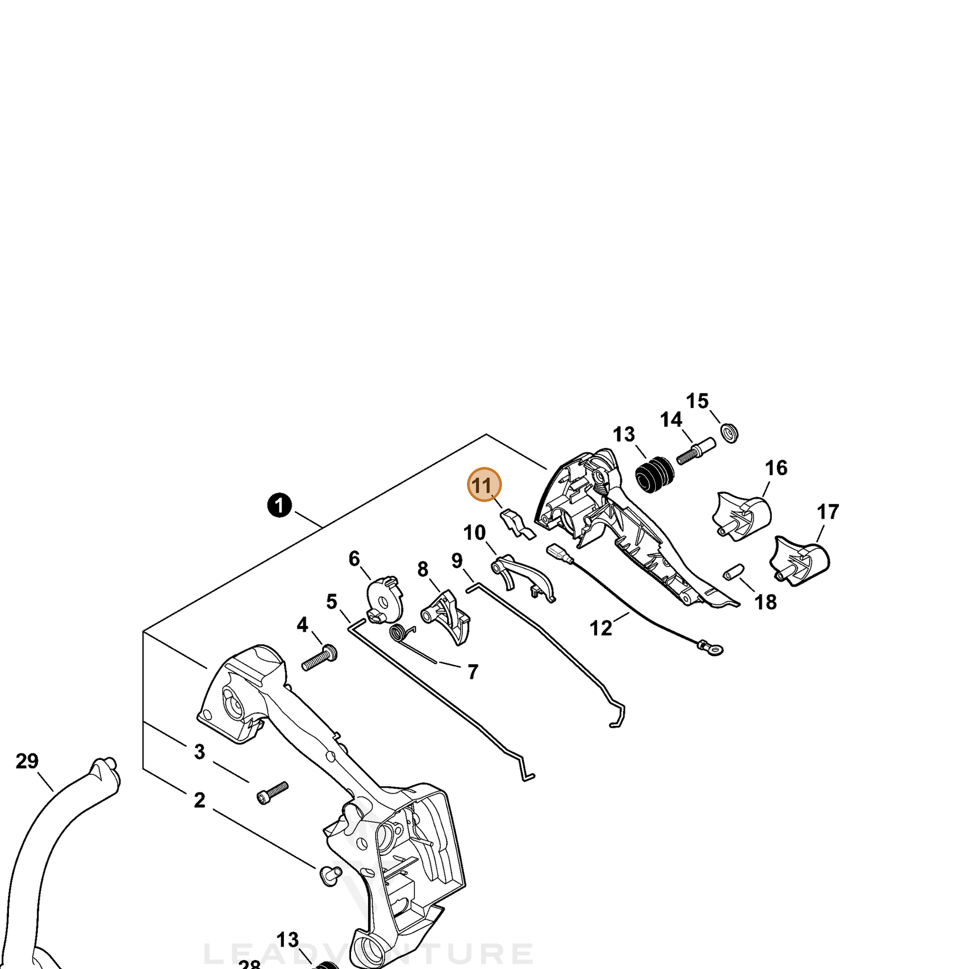 ECHO part V486000371 — IPL diagram snippet (6x zoom, amber highlight)
