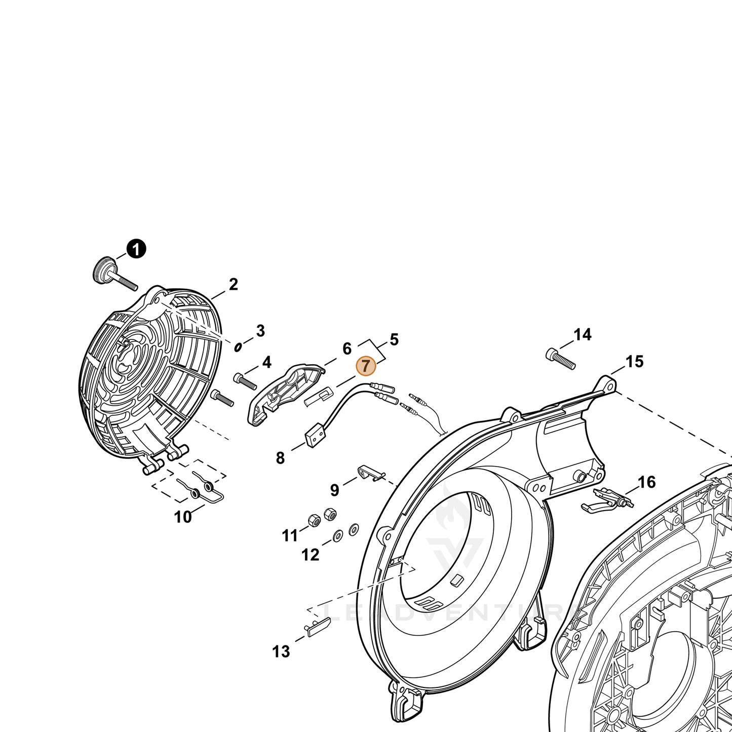 ECHO part V486000610 — IPL diagram snippet (6x zoom, amber highlight)