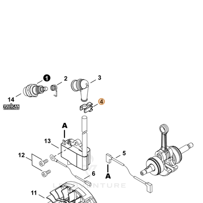 ECHO part V490000310 — IPL diagram snippet (6x zoom, amber highlight)