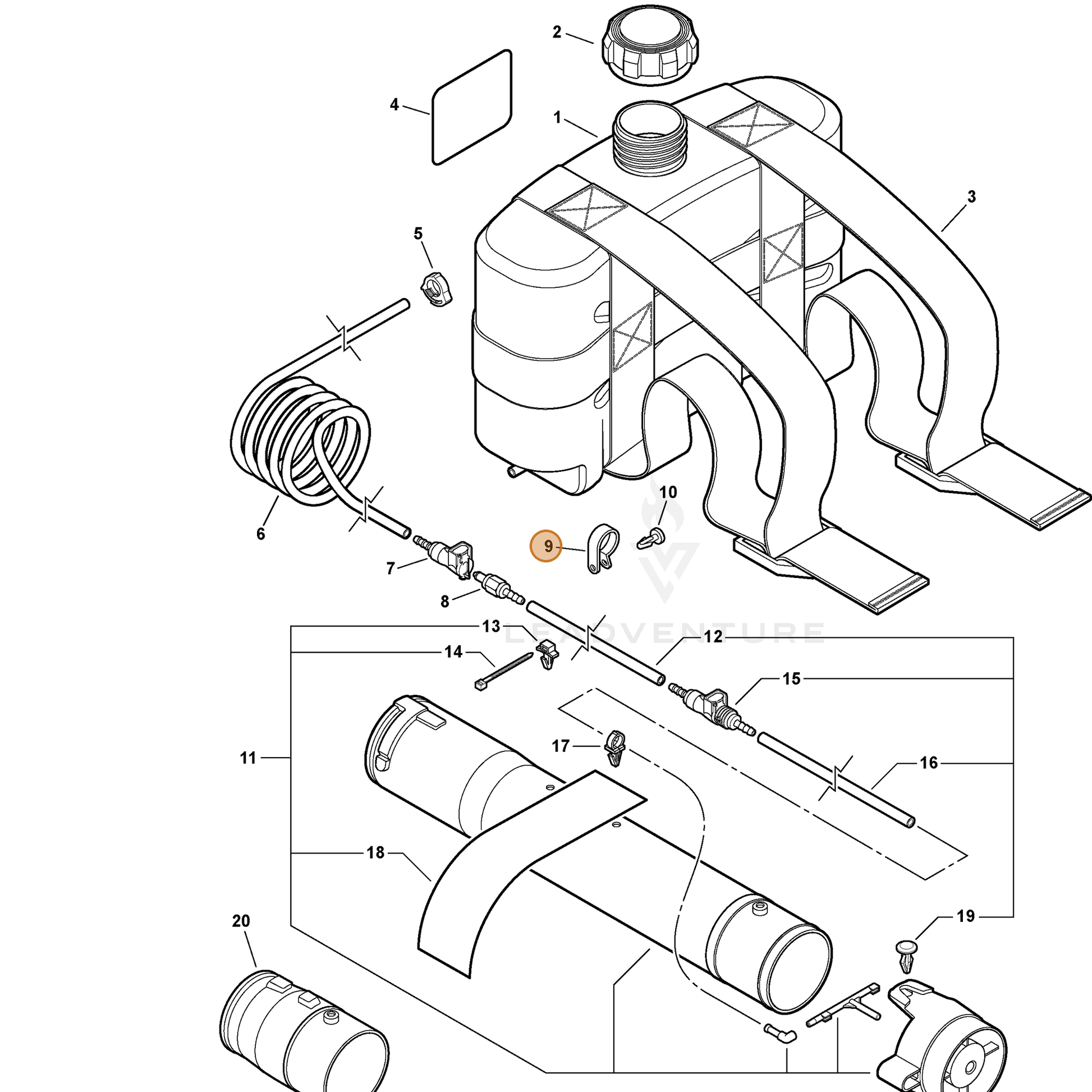 ECHO part V490000330 — IPL diagram snippet (6x zoom, amber highlight)