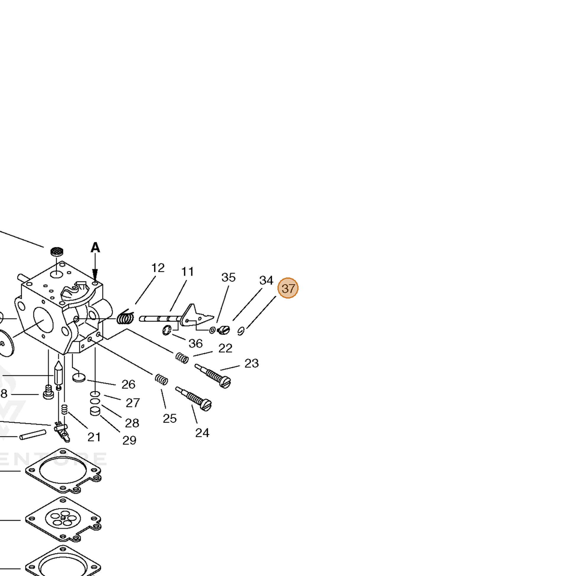 ECHO part V490000440 — IPL diagram snippet (6x zoom, amber highlight)
