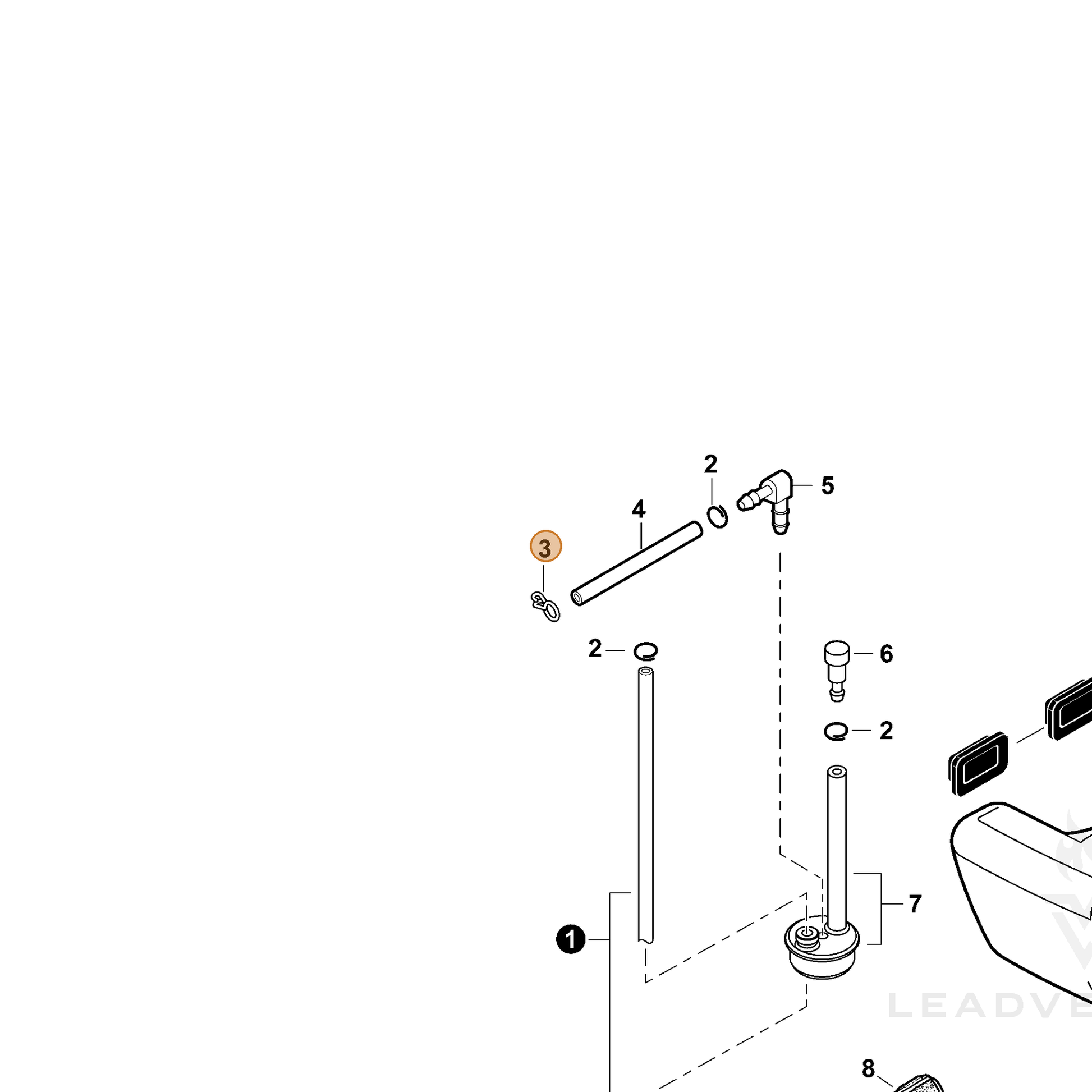 ECHO part V490000510 — IPL diagram snippet (6x zoom, amber highlight)
