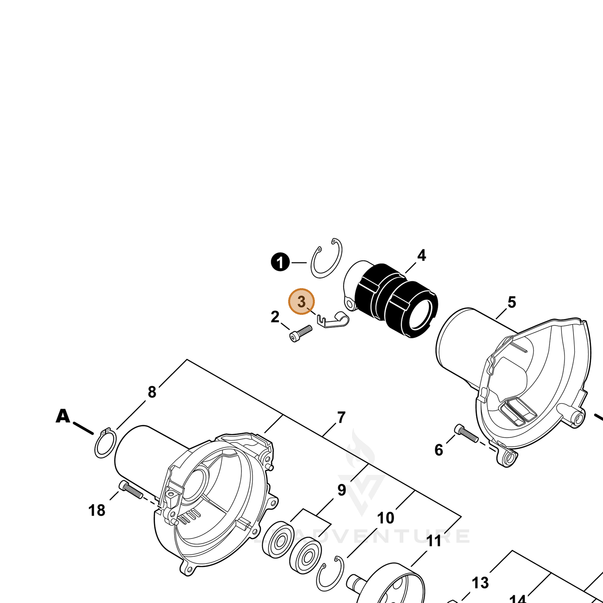 ECHO part V490001520 — IPL diagram snippet (6x zoom, amber highlight)