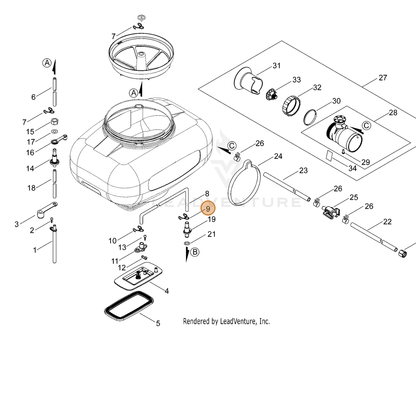 ECHO part V490001540 — IPL diagram snippet (6x zoom, amber highlight)