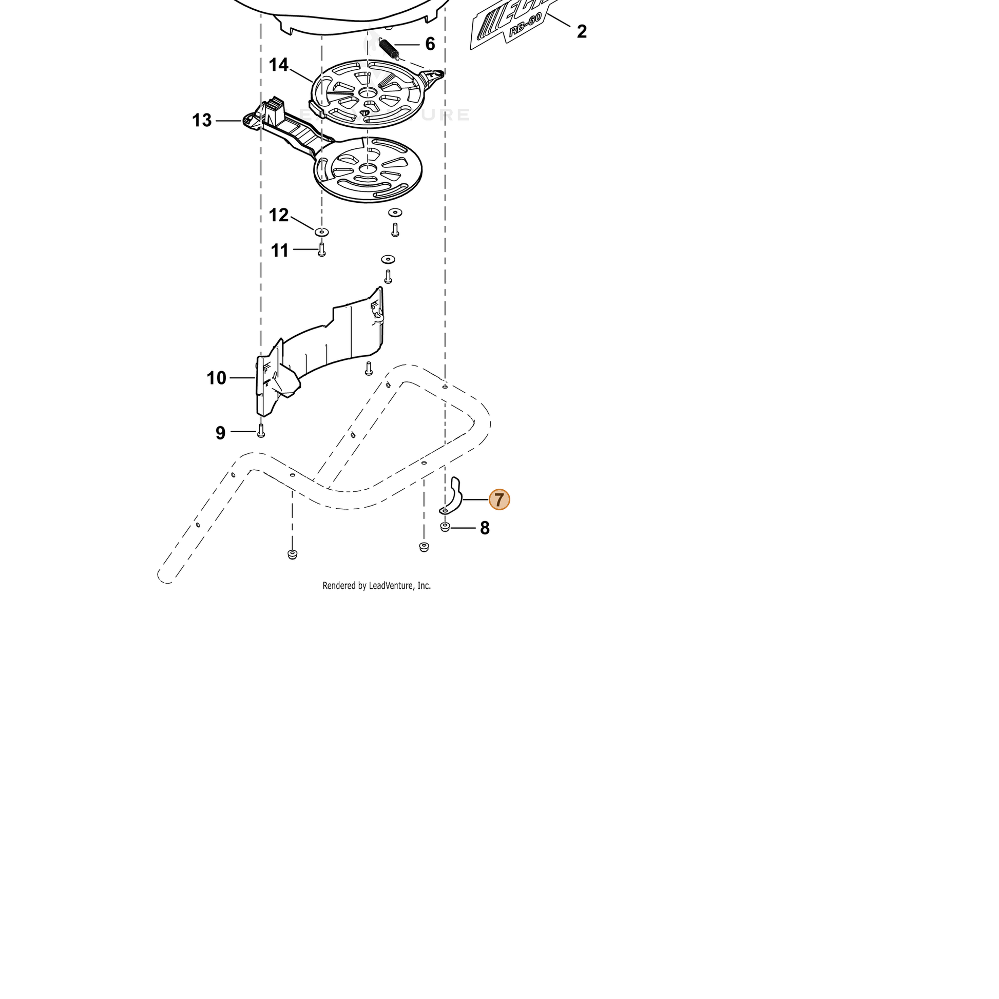 ECHO part V490001720 — IPL diagram snippet (6x zoom, amber highlight)
