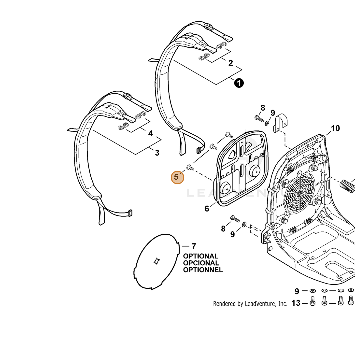 ECHO part V491000090 — IPL diagram snippet (6x zoom, amber highlight)