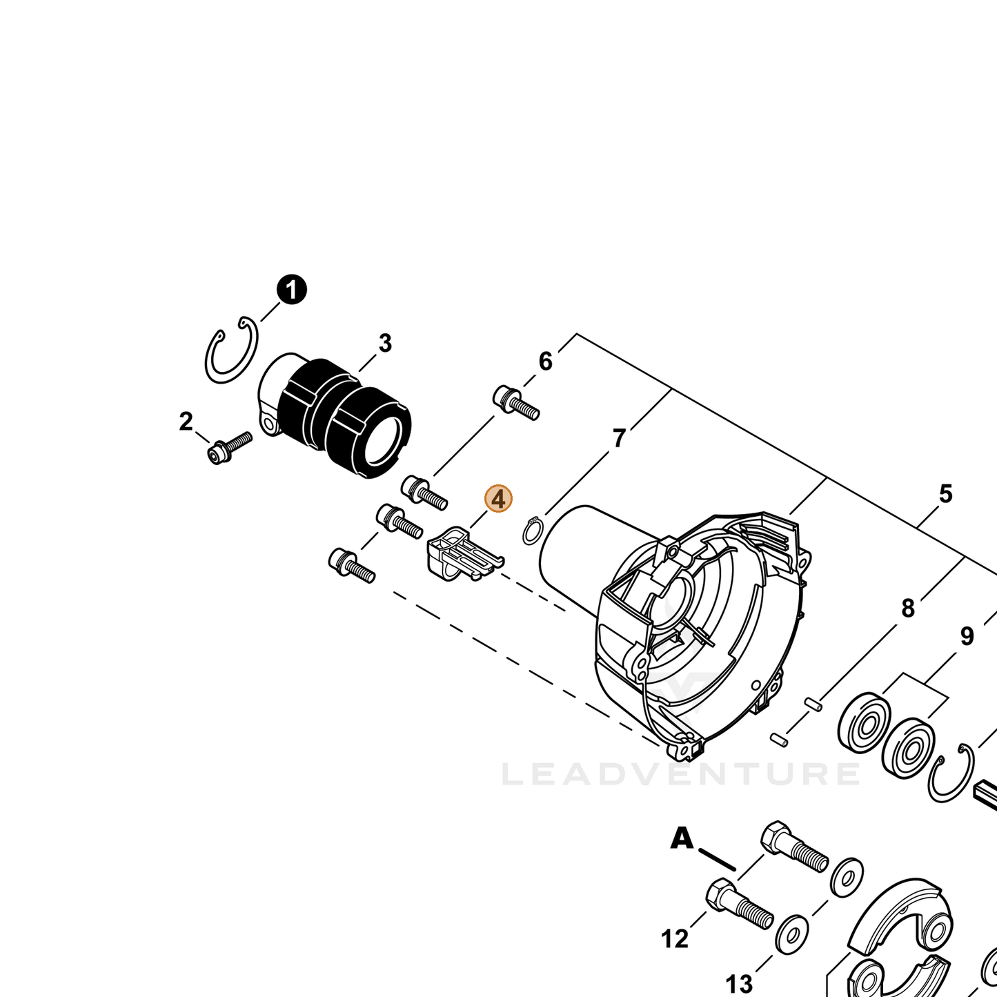 ECHO part V491000180 — IPL diagram snippet (6x zoom, amber highlight)
