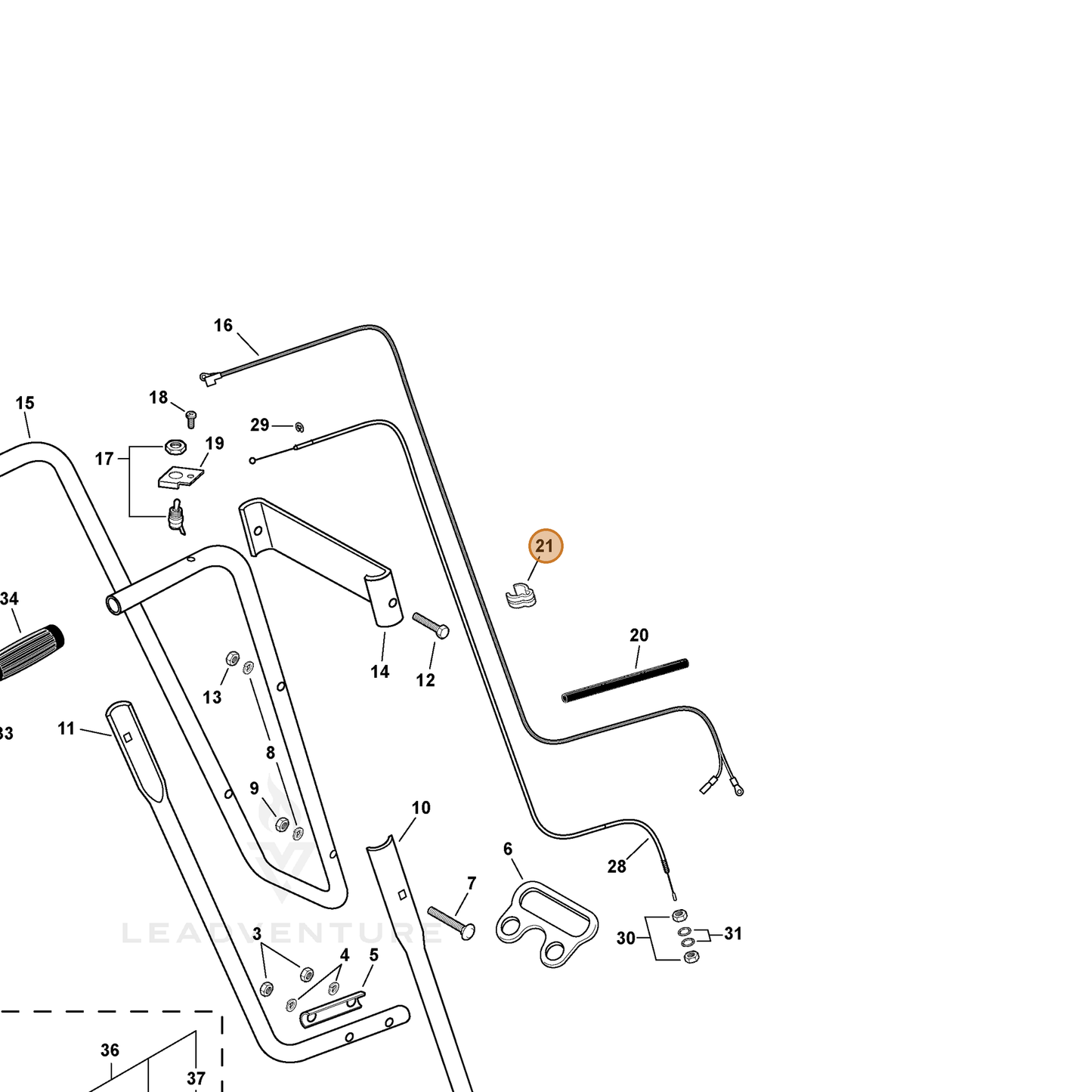 ECHO part V491000230 — IPL diagram snippet (6x zoom, amber highlight)