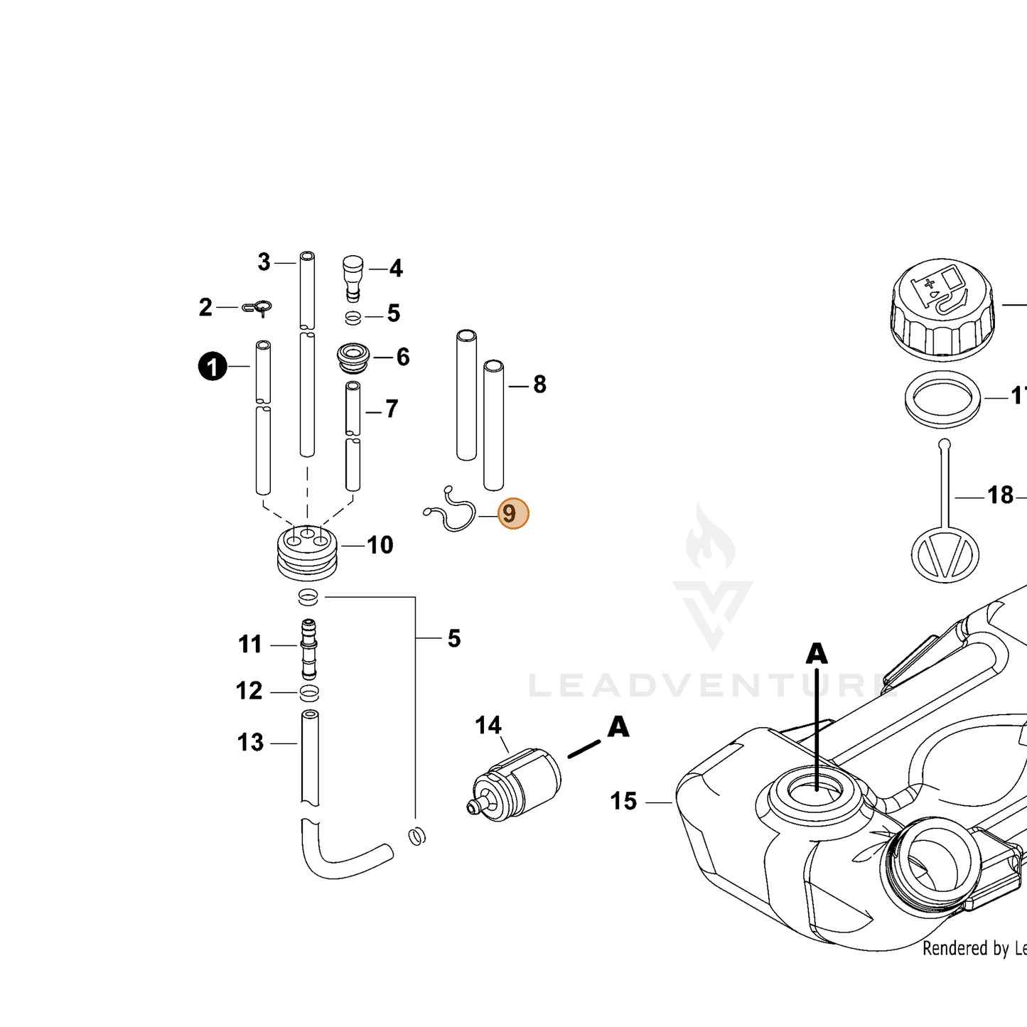ECHO part V491000460 — IPL diagram snippet (6x zoom, amber highlight)