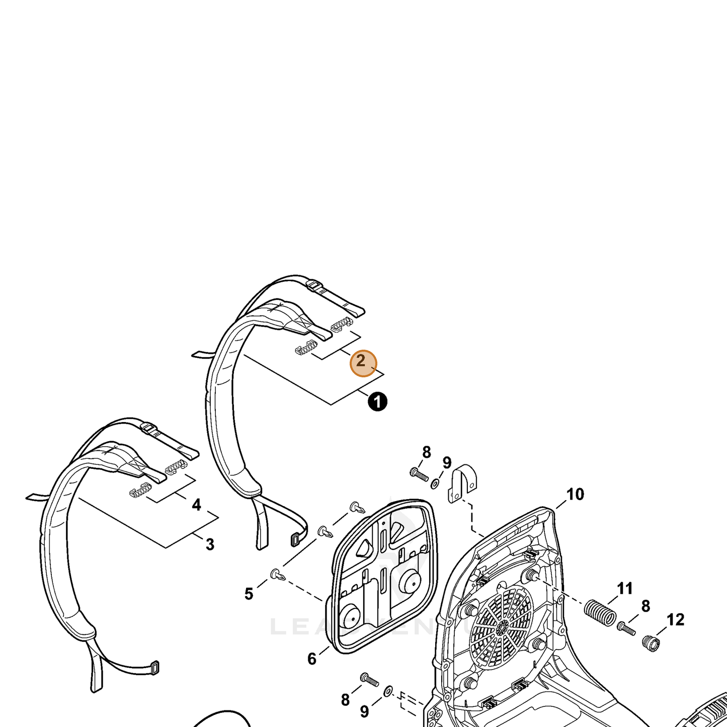 ECHO part V491000480 — IPL diagram snippet (6x zoom, amber highlight)