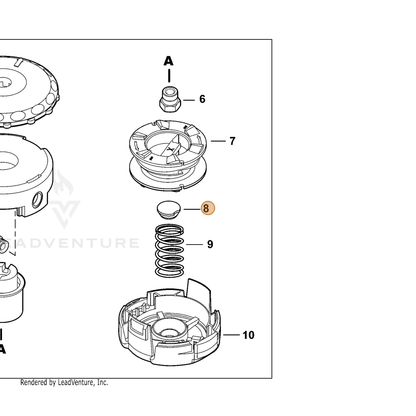 Echo part V494001380 — IPL diagram snippet (6x zoom, amber highlight)