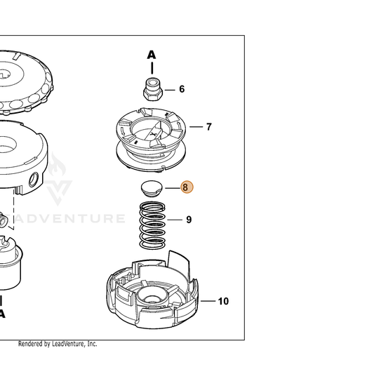 Echo part V494001380 — IPL diagram snippet (6x zoom, amber highlight)