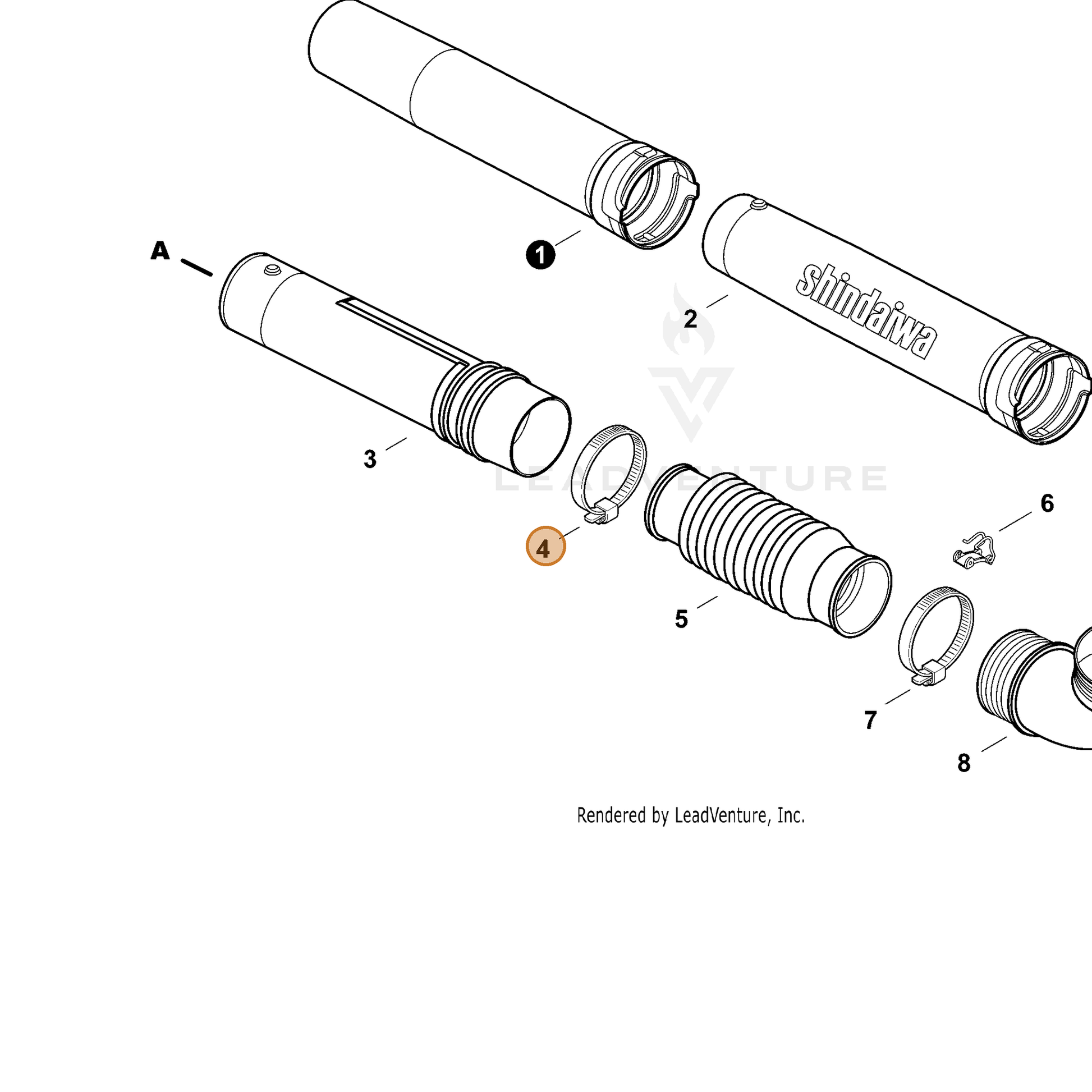 ECHO part V495000430 — IPL diagram snippet (6x zoom, amber highlight)