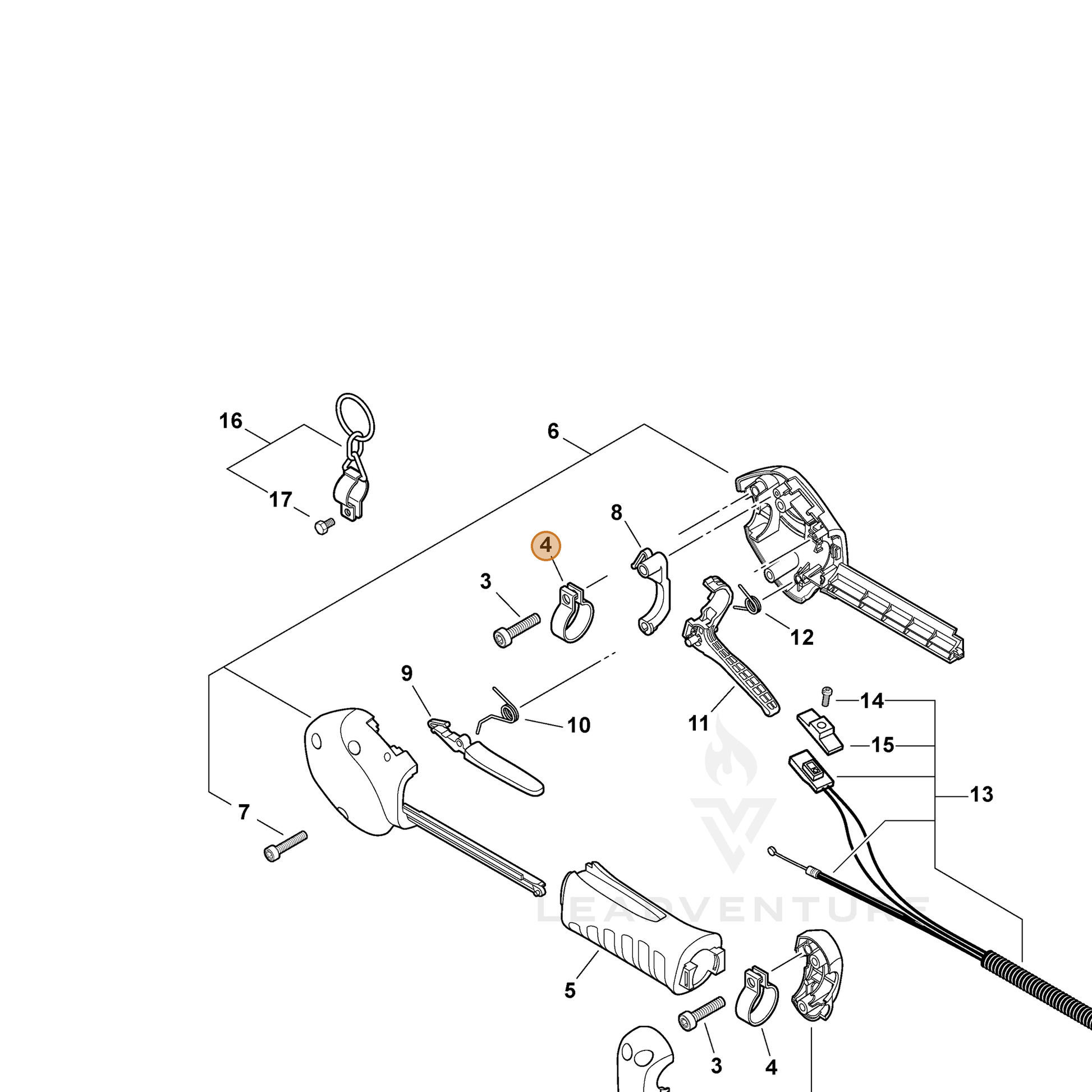 ECHO part V495000680 — IPL diagram snippet (6x zoom, amber highlight)