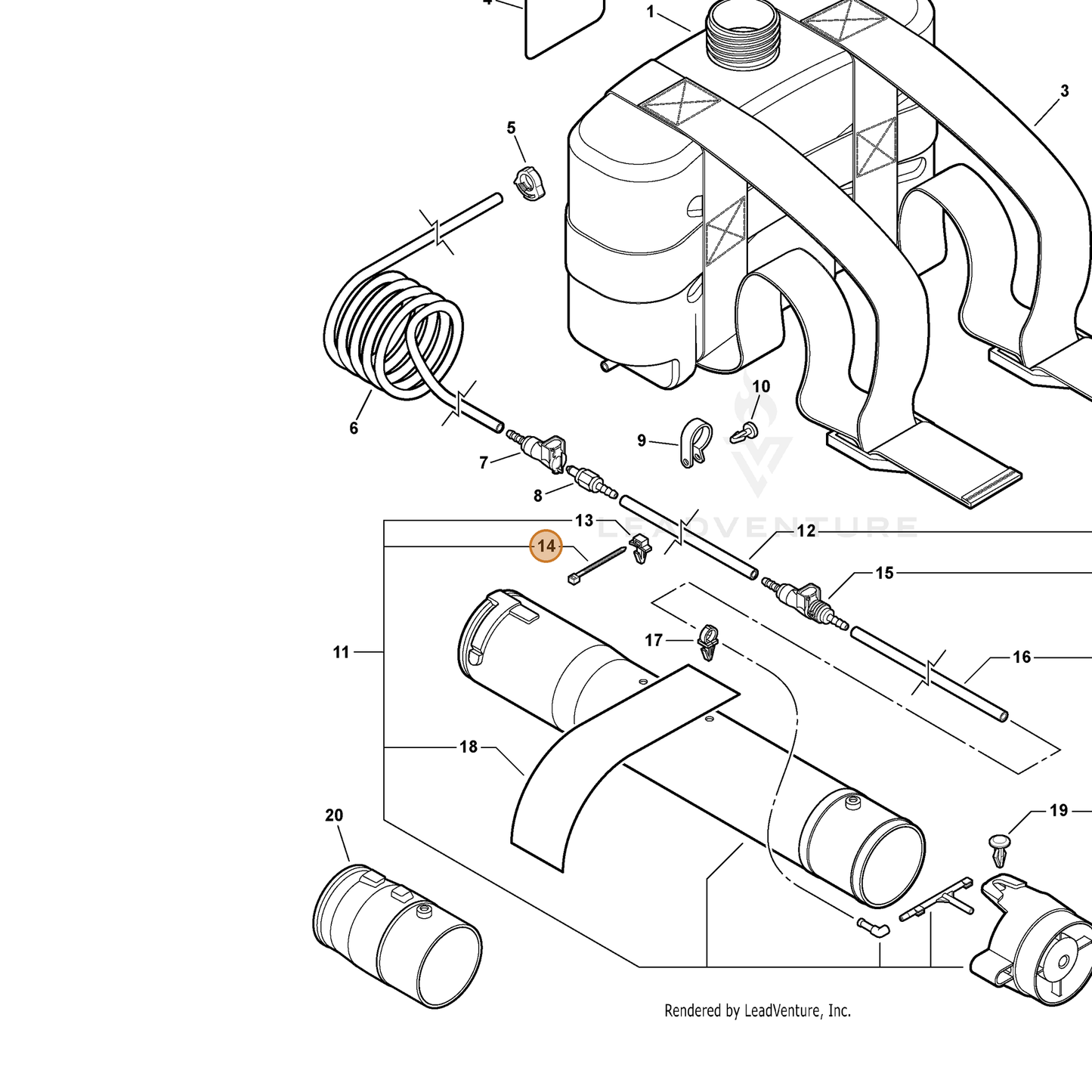 ECHO part V495000870 — IPL diagram snippet (6x zoom, amber highlight)