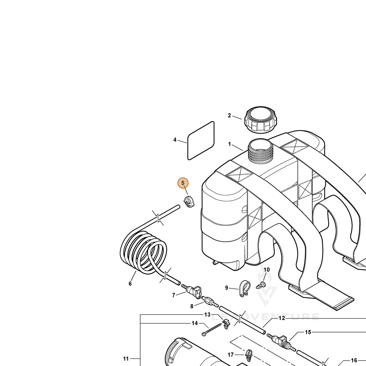 ECHO part V495000880 — IPL diagram snippet (6x zoom, amber highlight)