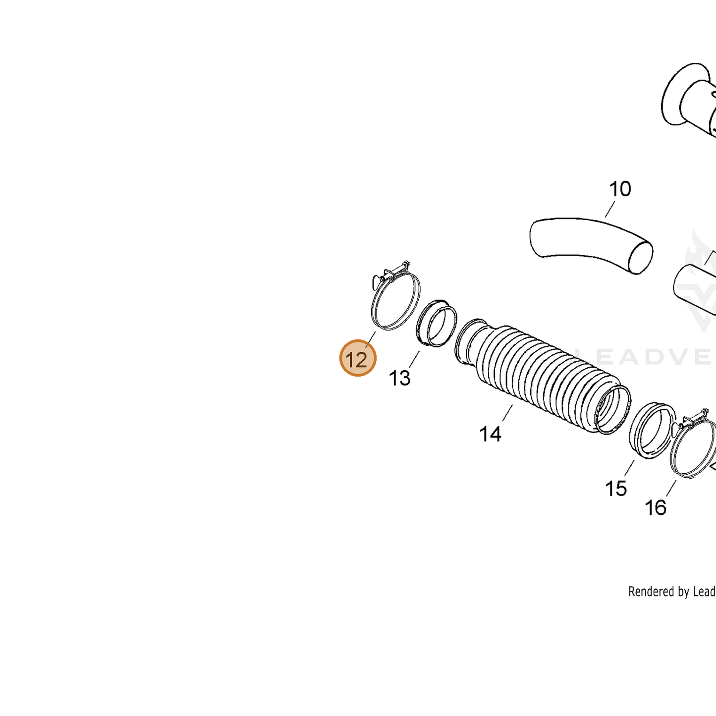 ECHO part V495001171 — IPL diagram snippet (6x zoom, amber highlight)