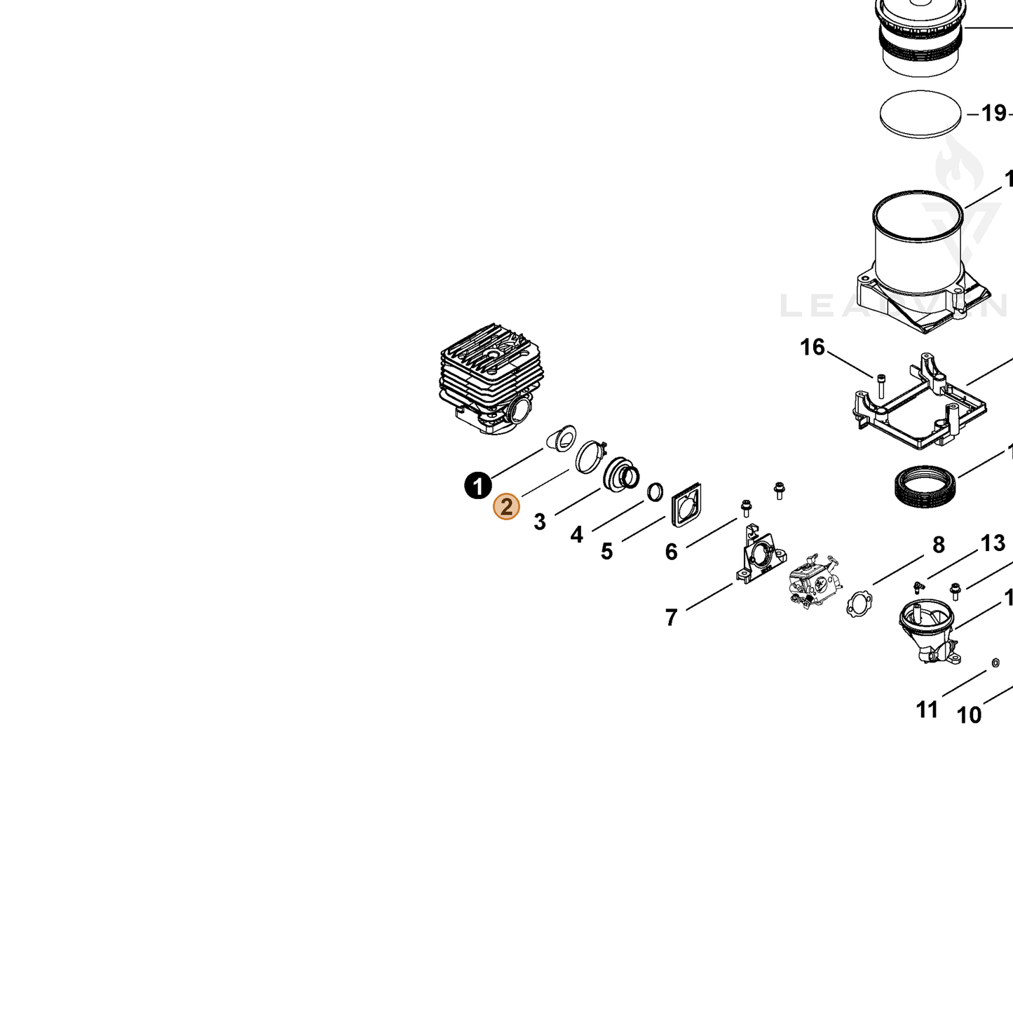 ECHO part V495002480 — IPL diagram snippet (6x zoom, amber highlight)