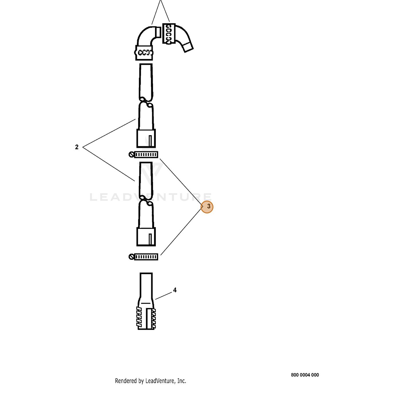 ECHO part V495003880 — IPL diagram snippet (6x zoom, amber highlight)