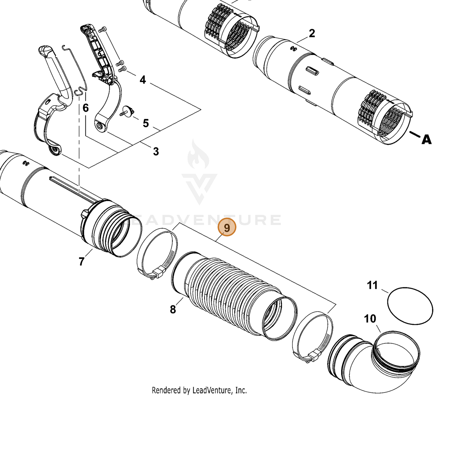 ECHO part V495003940 — IPL diagram snippet (6x zoom, amber highlight)
