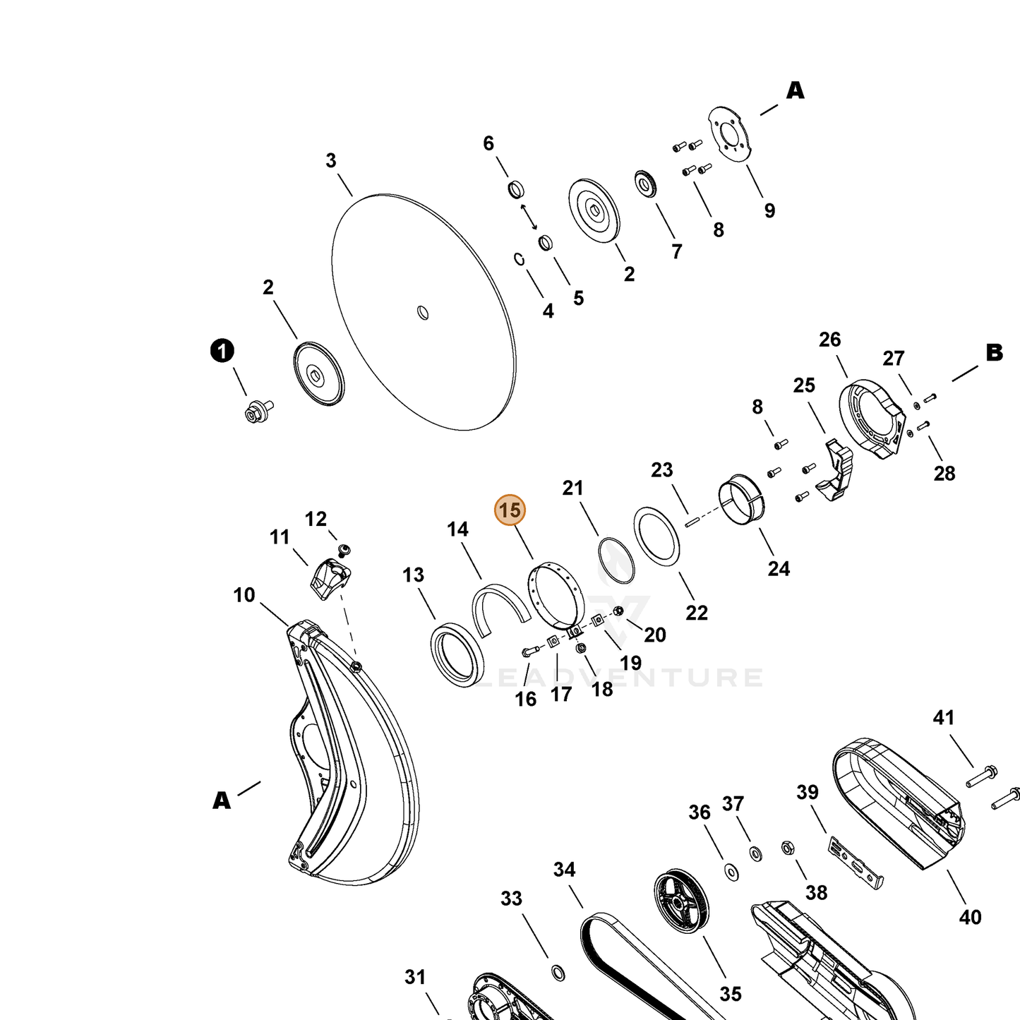 ECHO part V495004030 — IPL diagram snippet (6x zoom, amber highlight)