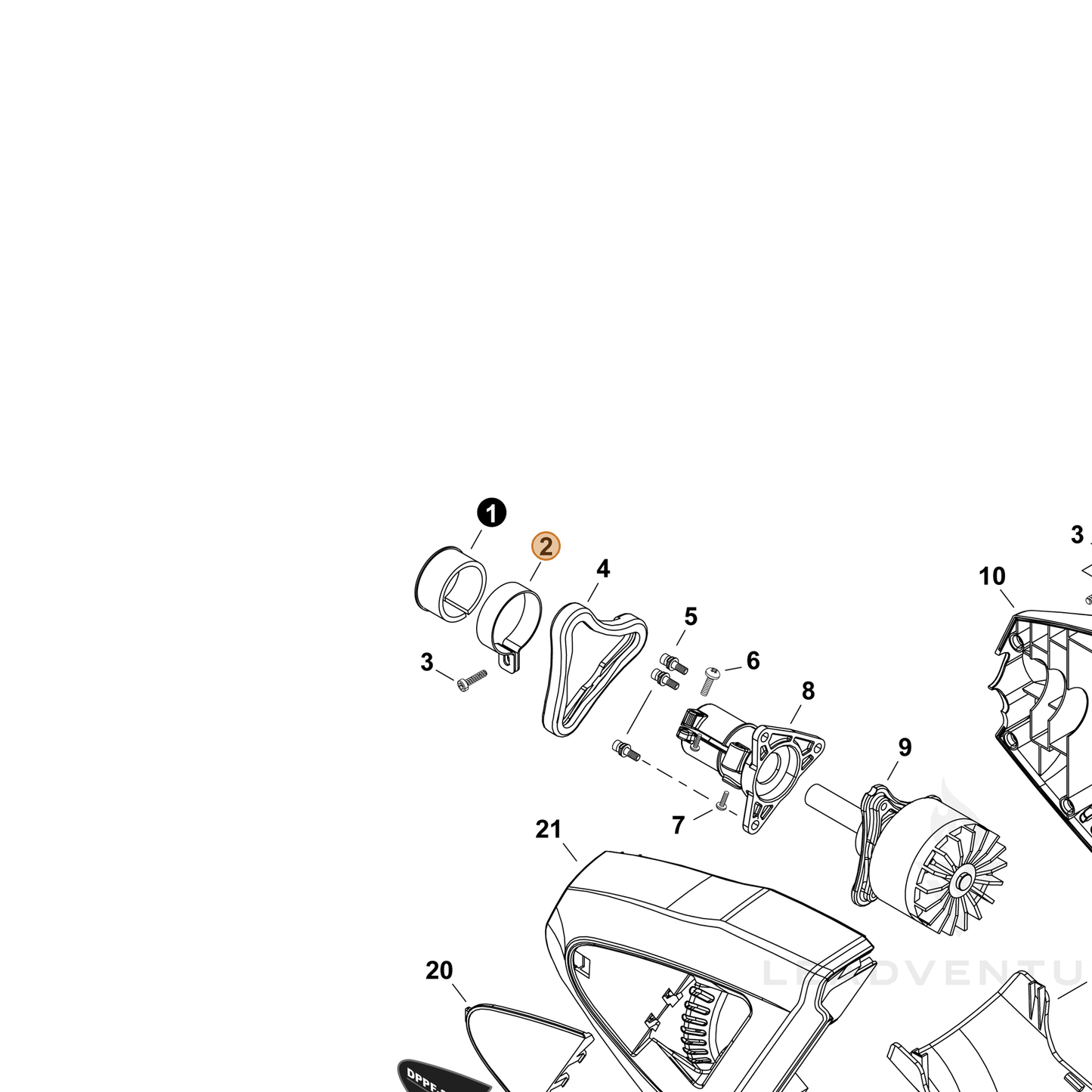 ECHO part V495004100 — IPL diagram snippet (6x zoom, amber highlight)