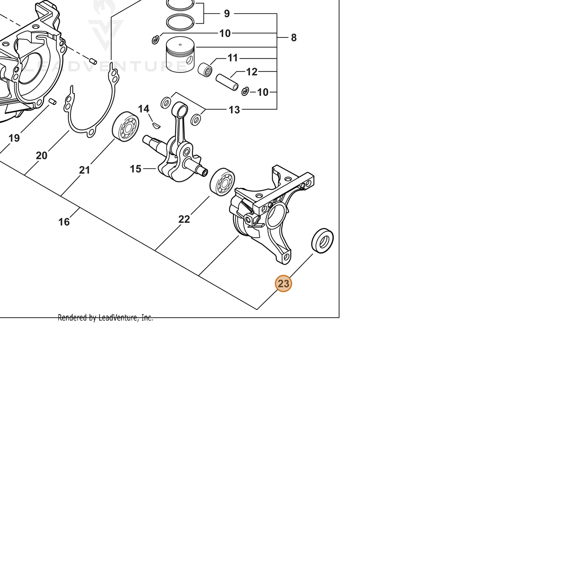 ECHO part V503000040 — IPL diagram snippet (6x zoom, amber highlight)