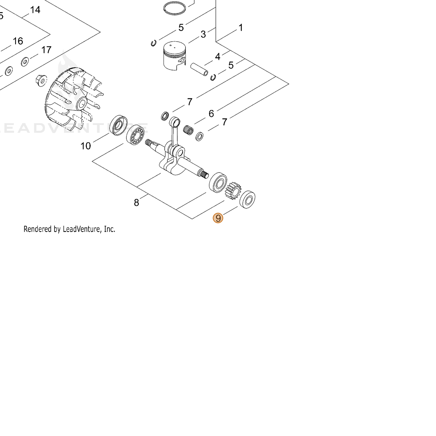 ECHO part V505000020 — IPL diagram snippet (6x zoom, amber highlight)