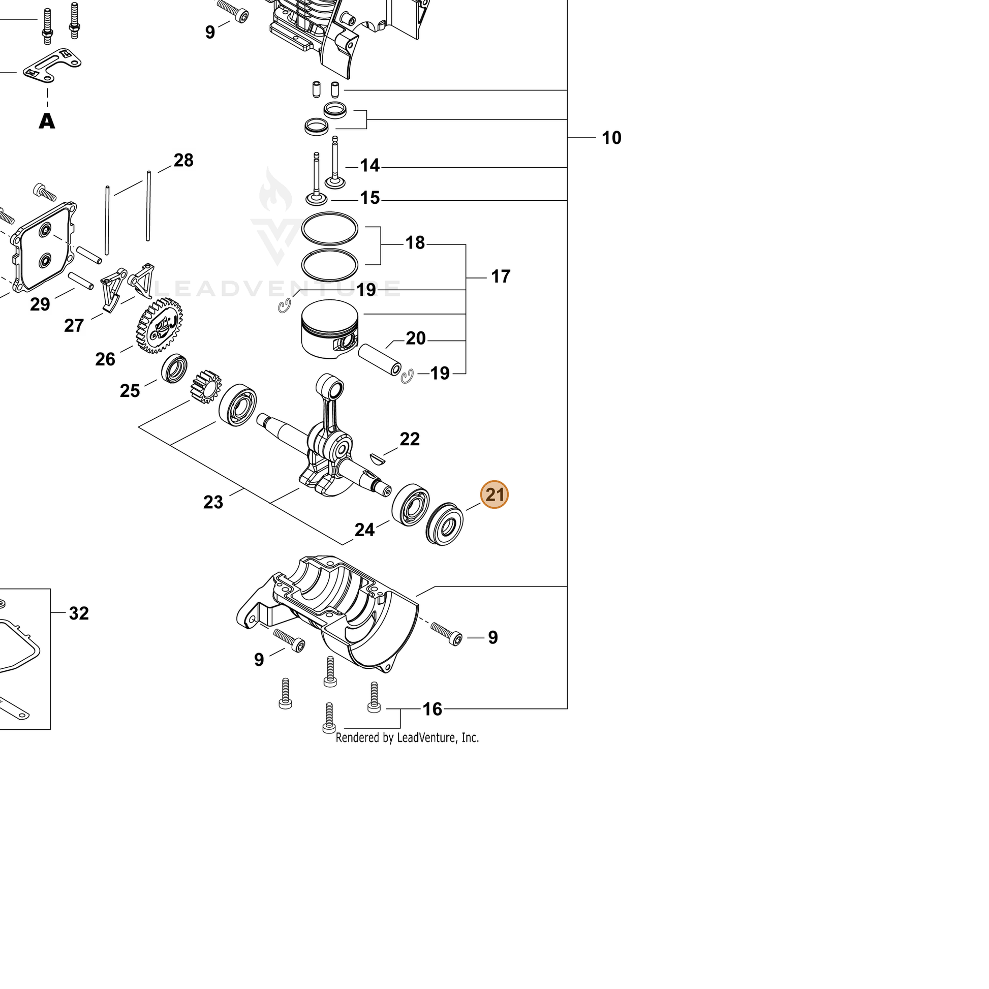 ECHO part V508000150 — IPL diagram snippet (6x zoom, amber highlight)