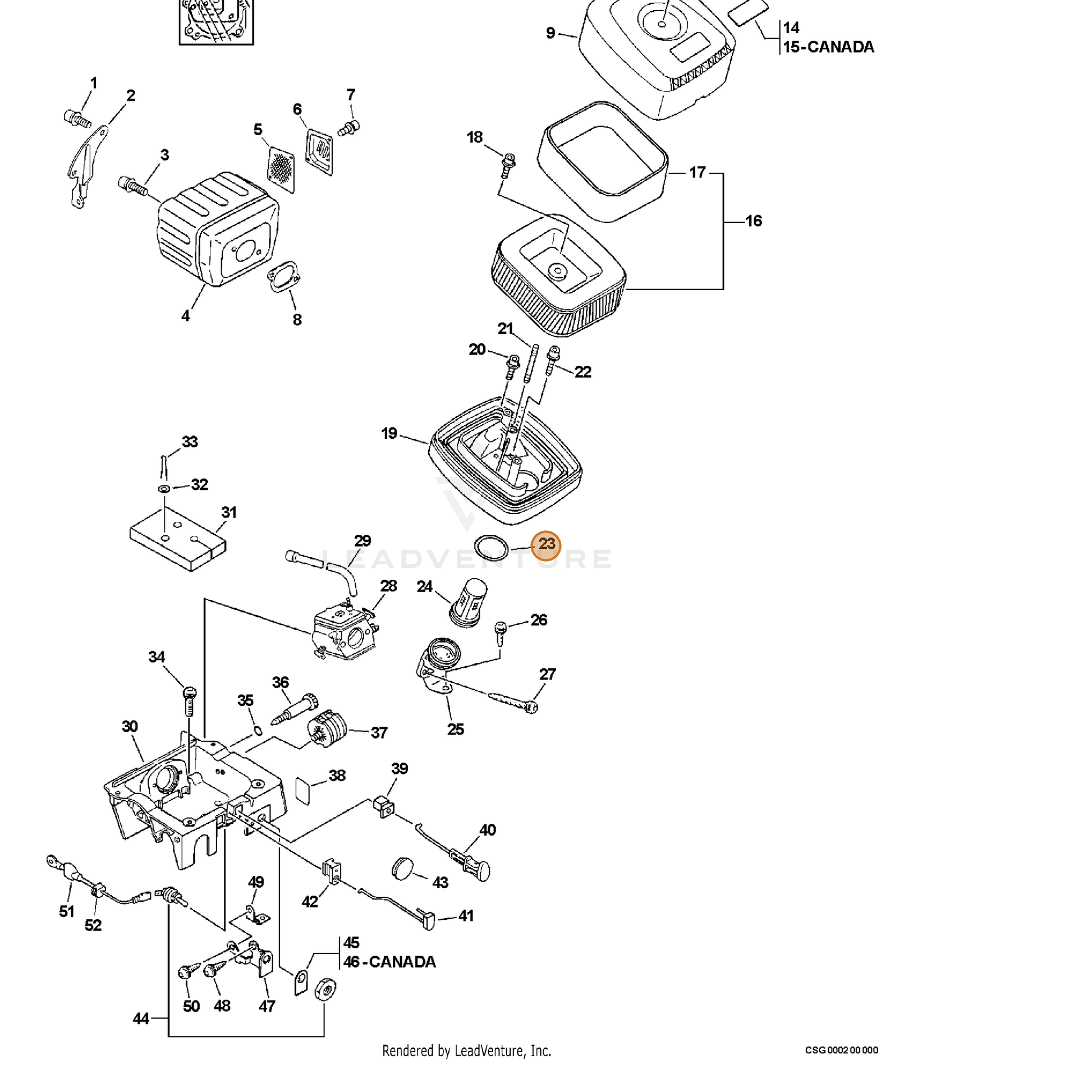 ECHO part V540000090 — IPL diagram snippet (6x zoom, amber highlight)