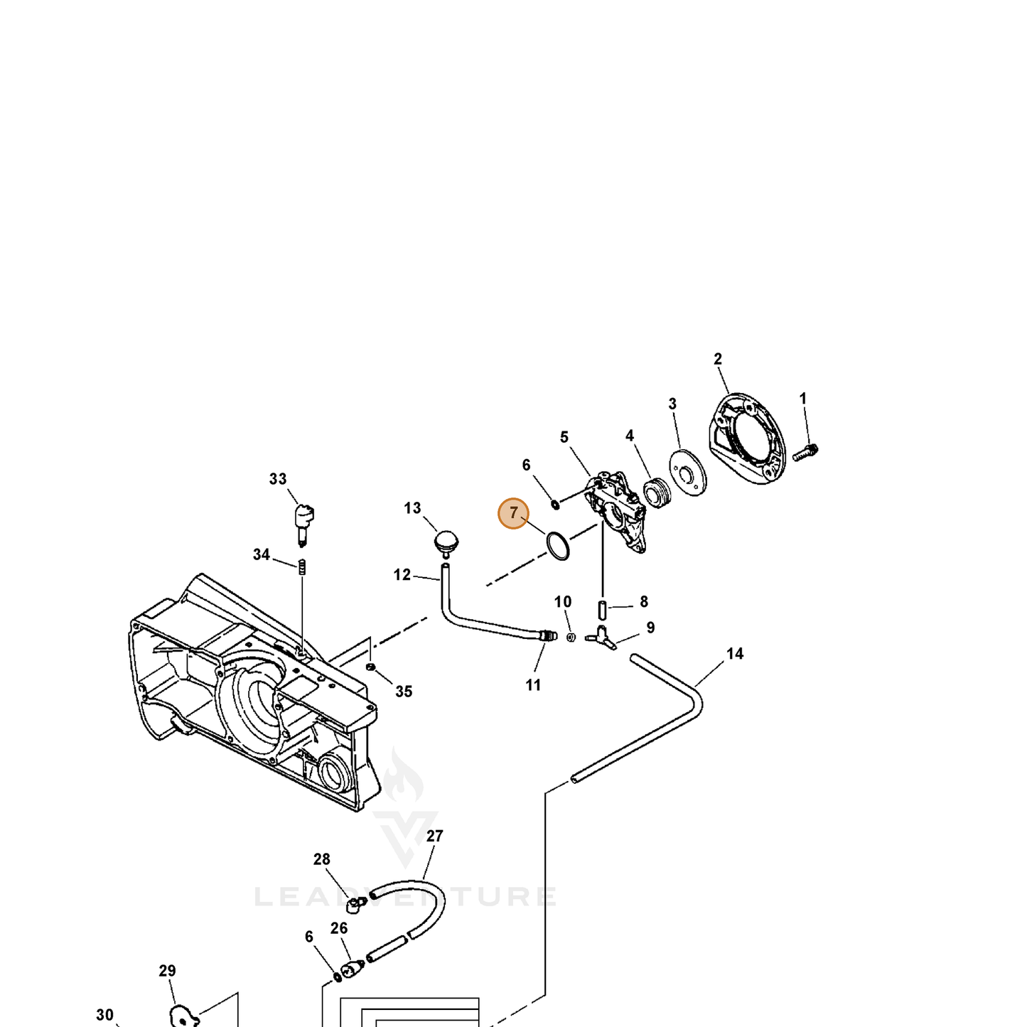 ECHO part V540000210 — IPL diagram snippet (6x zoom, amber highlight)