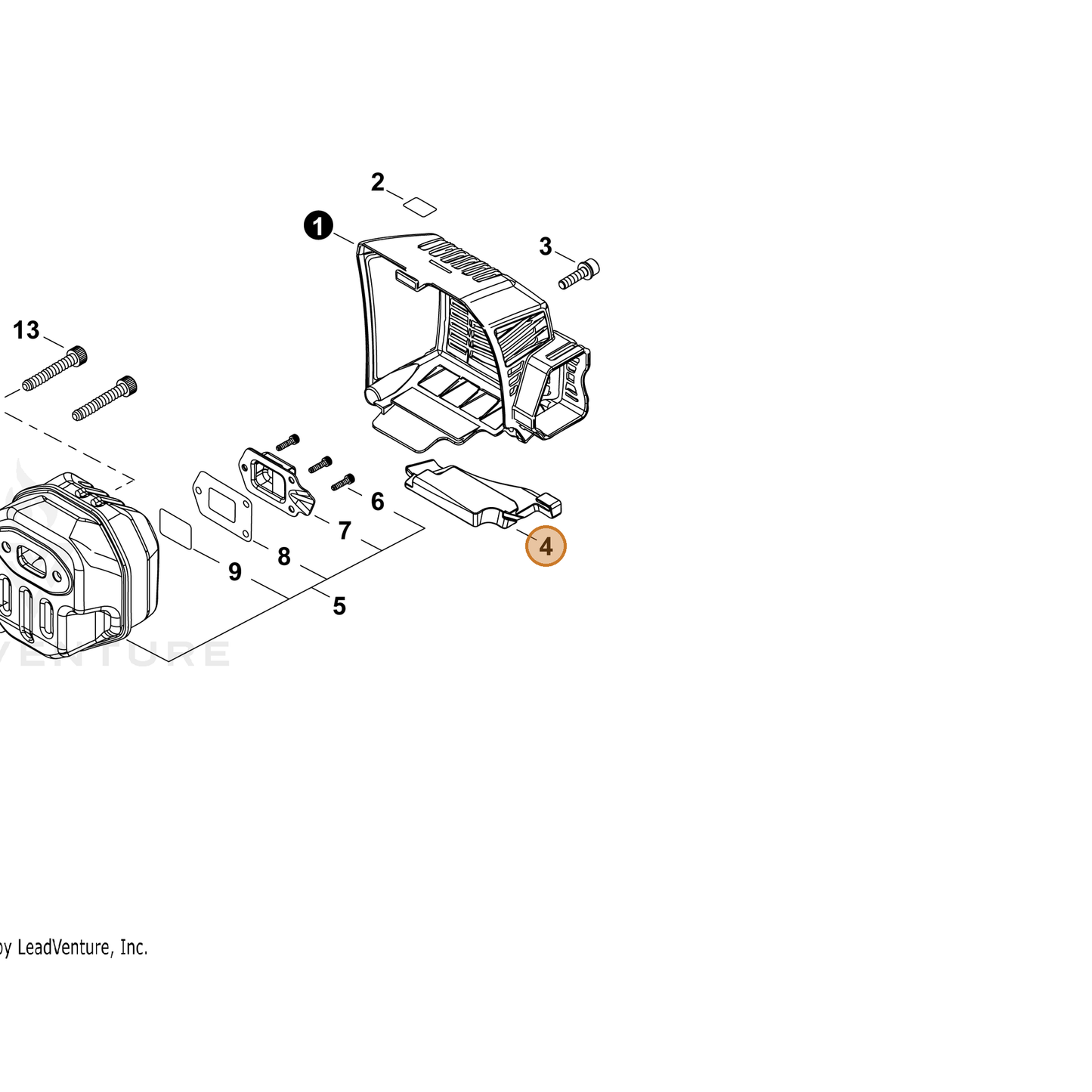 ECHO part V541000540 — IPL diagram snippet (6x zoom, amber highlight)