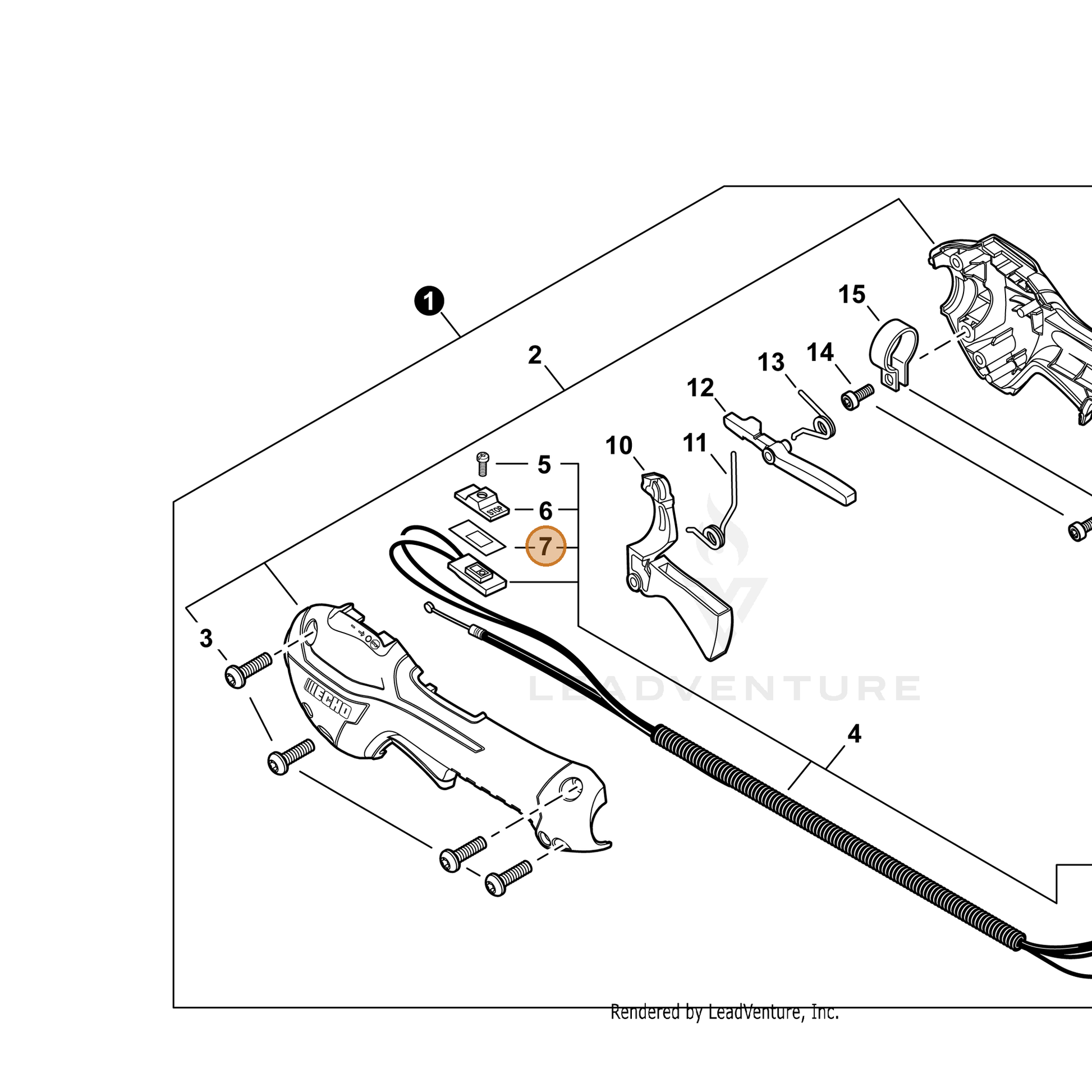 ECHO part V541000600 — IPL diagram snippet (6x zoom, amber highlight)